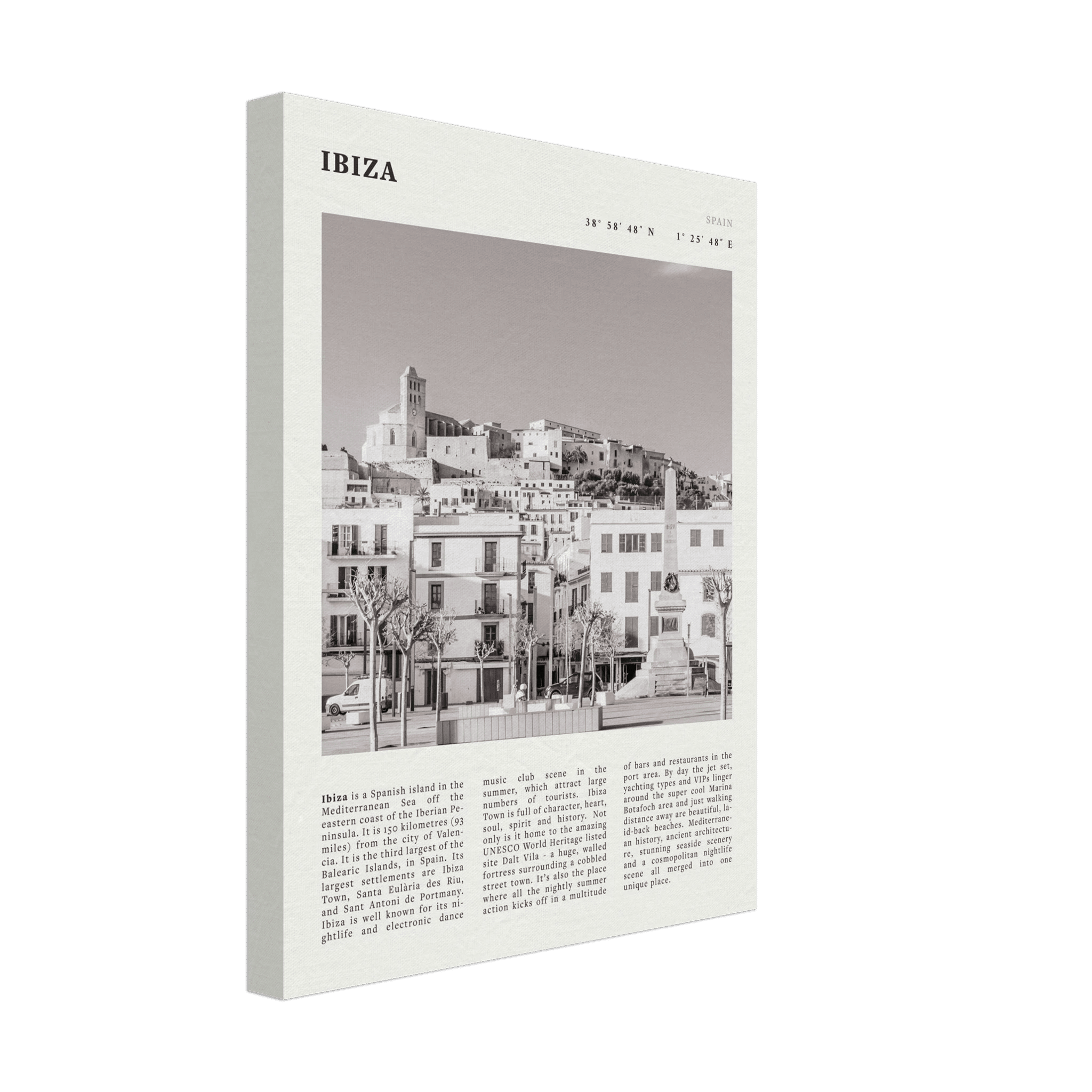 Ibiza Poster | Black & White Spanish Island Wall Art | Spain Travel Print - Evergreen Posters