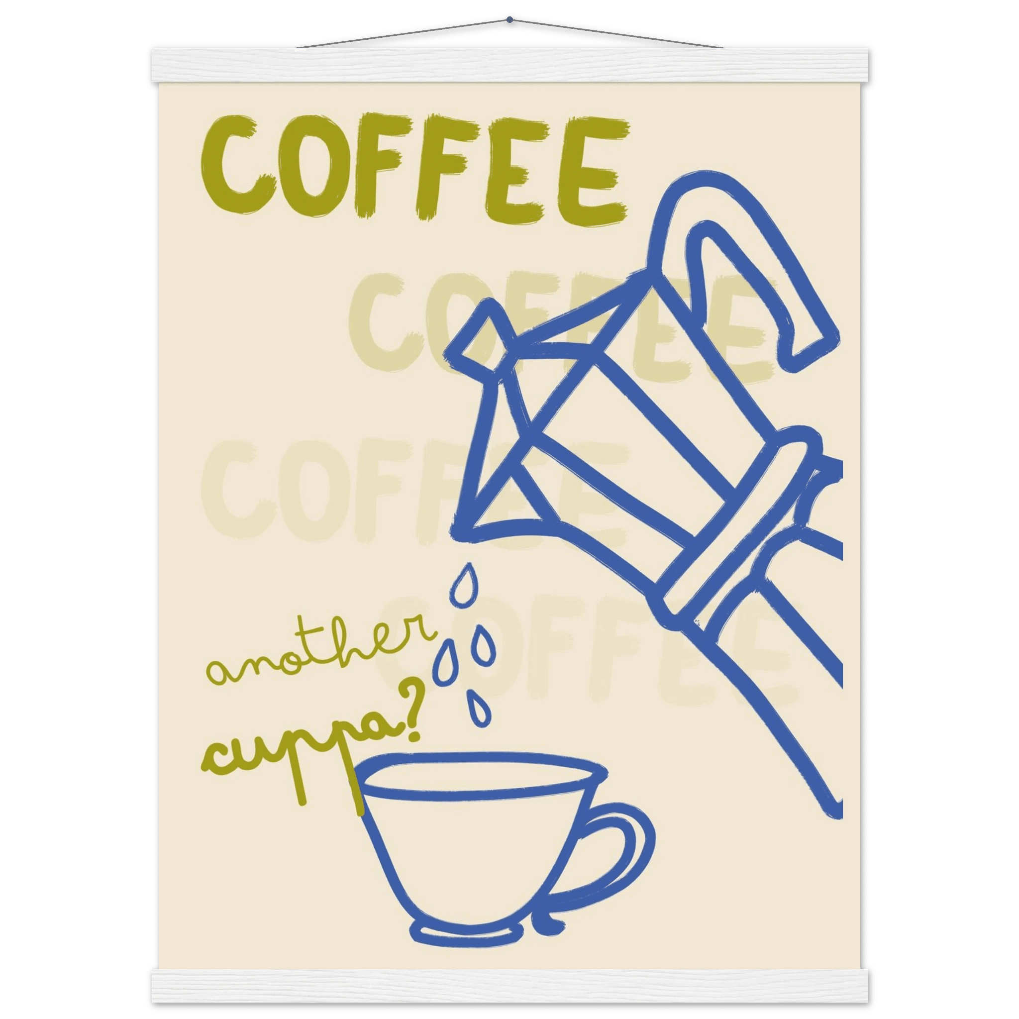 Coffee Print | Another Cuppa Moka Pot Wall Art | Kitchen Coffee Poster - Evergreen Posters