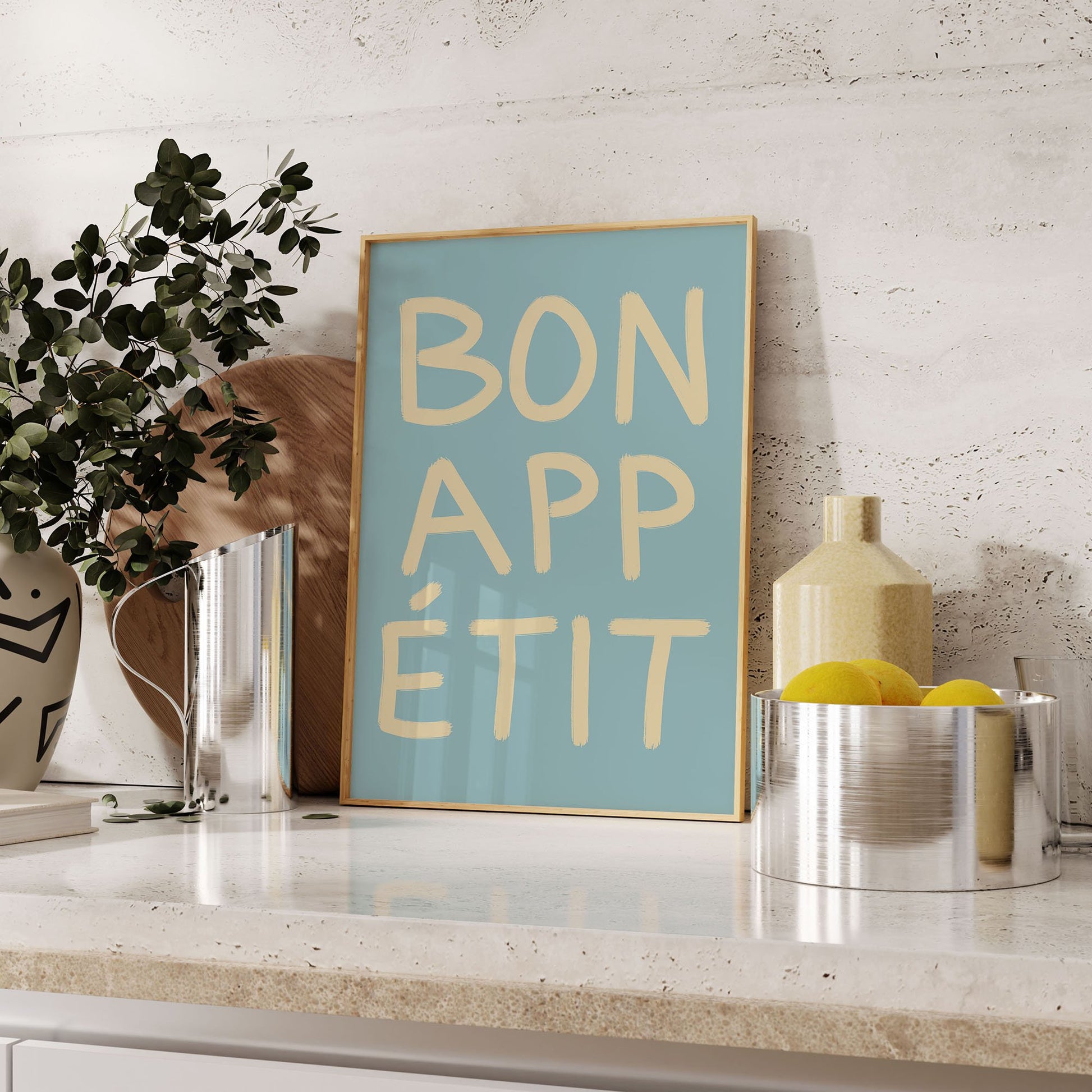 Bon Appétit Kitchen Poster | French Typography Wall Art | Retro Dining Room Print Decor - Evergreen Posters