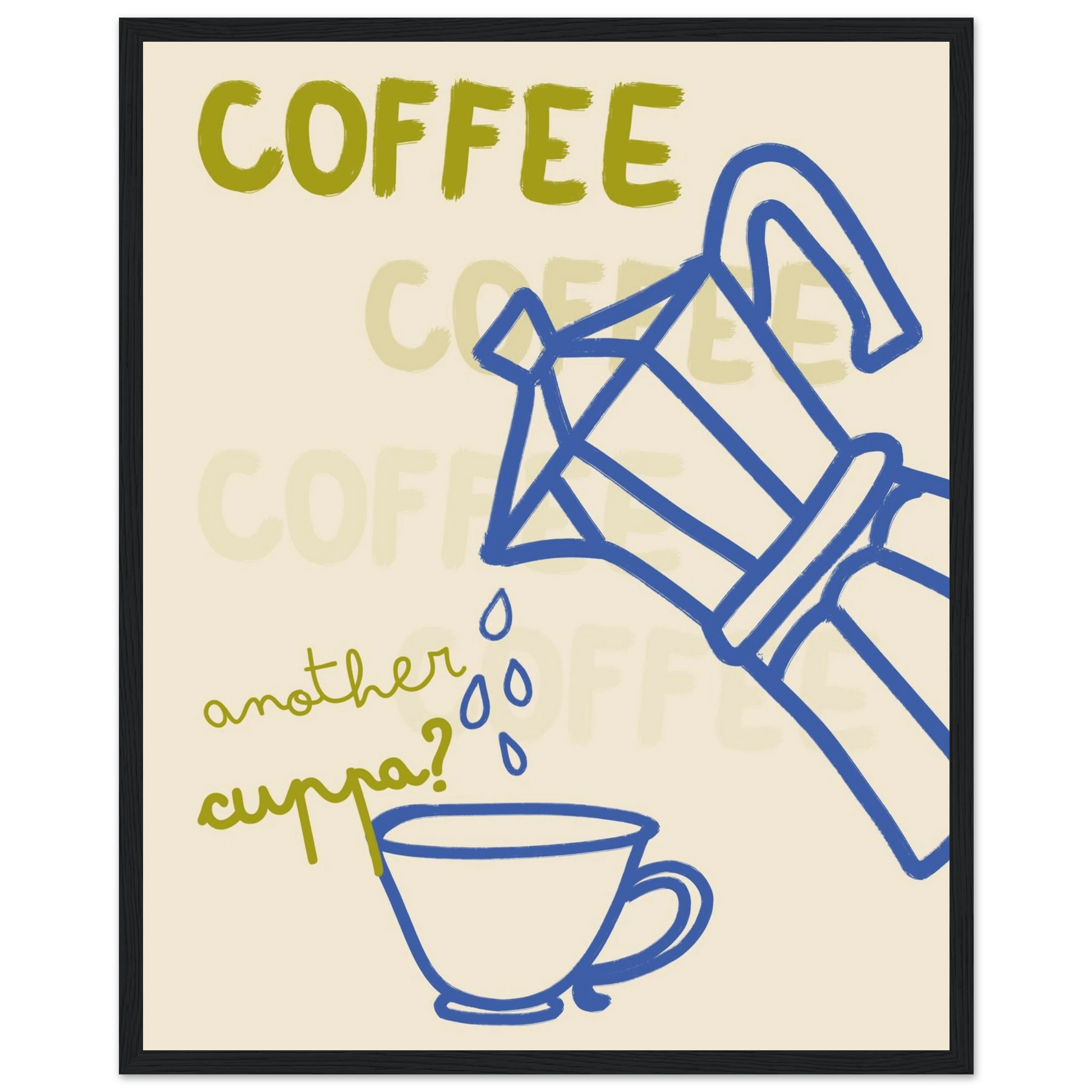 Coffee Print | Another Cuppa Moka Pot Wall Art | Kitchen Coffee Poster - Evergreen Posters