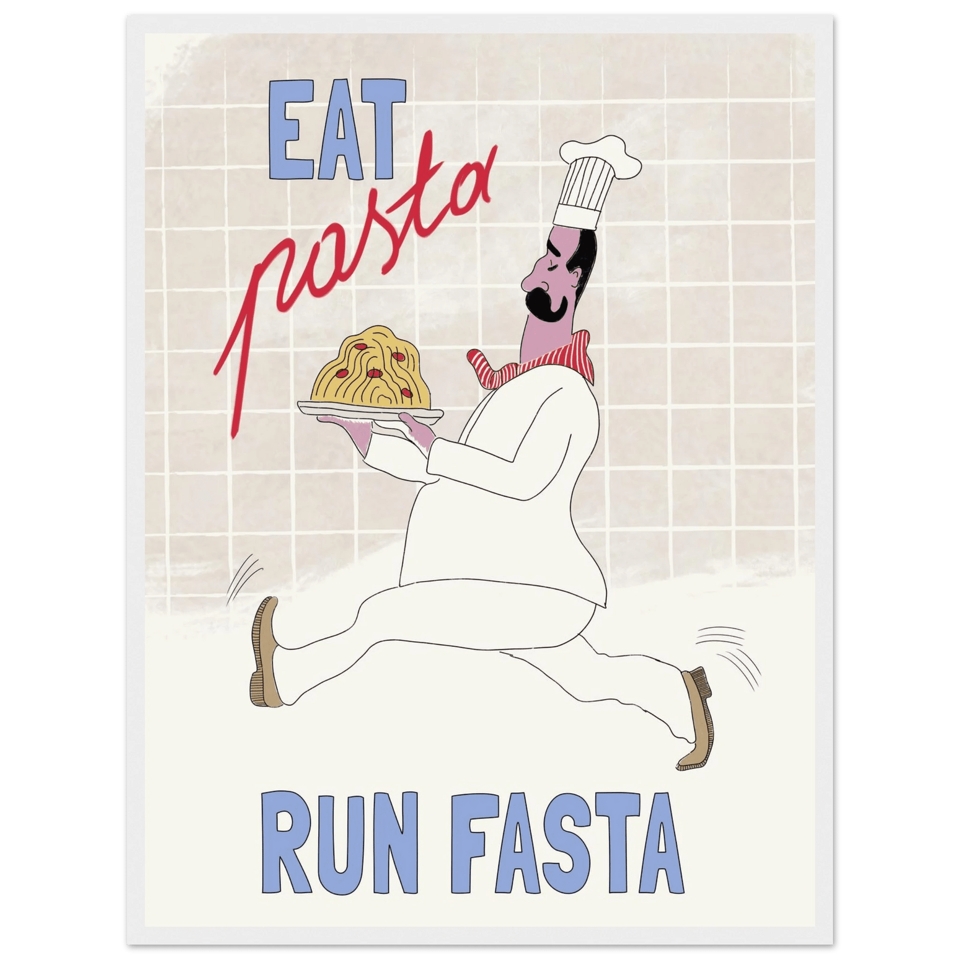 Eat Pasta Run Fasta Poster – Fun Kitchen Wall Art Print (Digital & Printed Options) - Evergreen Posters