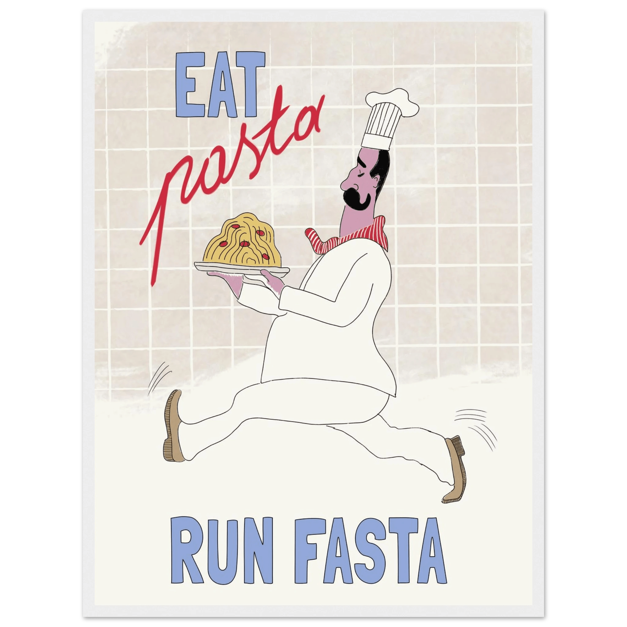 Eat Pasta Run Fasta Poster – Fun Kitchen Wall Art Print (Digital & Printed Options) - Evergreen Posters