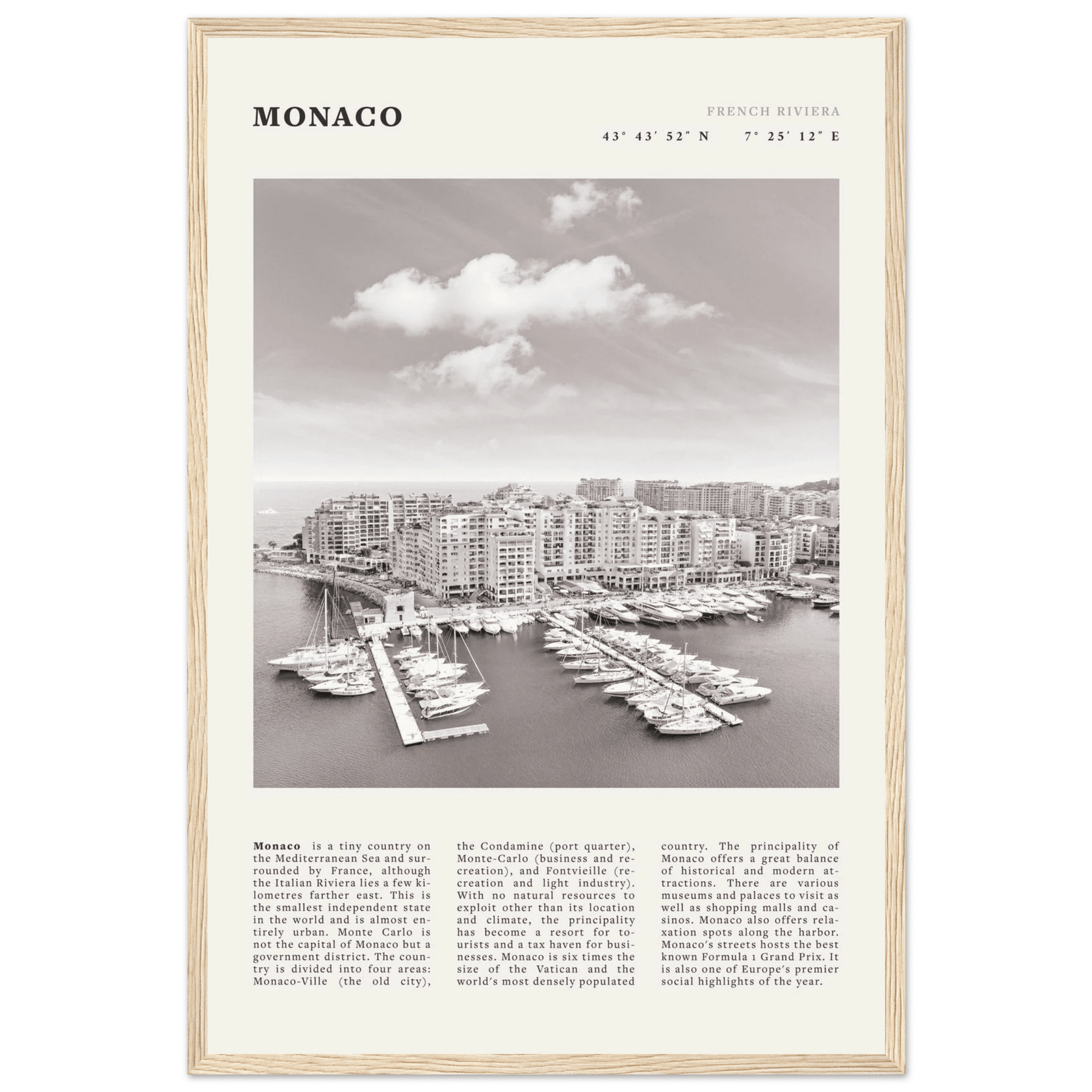 Monaco Poster Black and White – Vintage Monte Carlo Harbor Print (Digital & Printed Options) - Evergreen Posters