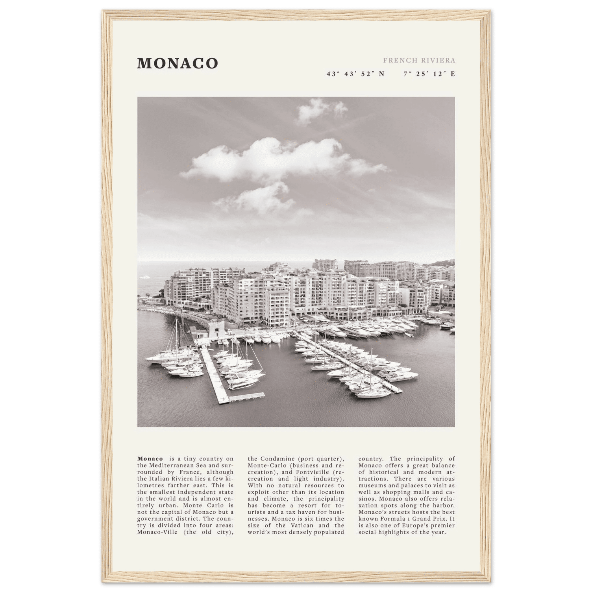 Monaco Poster Black and White – Vintage Monte Carlo Harbor Print (Digital & Printed Options) - Evergreen Posters