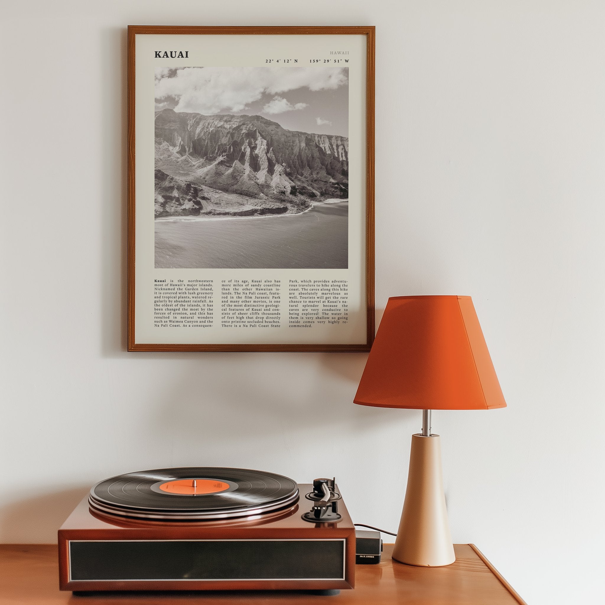 Kauai Poster | Black & White Na Pali Coast Wall Art | Hawaii Travel Print Decor - Evergreen Posters