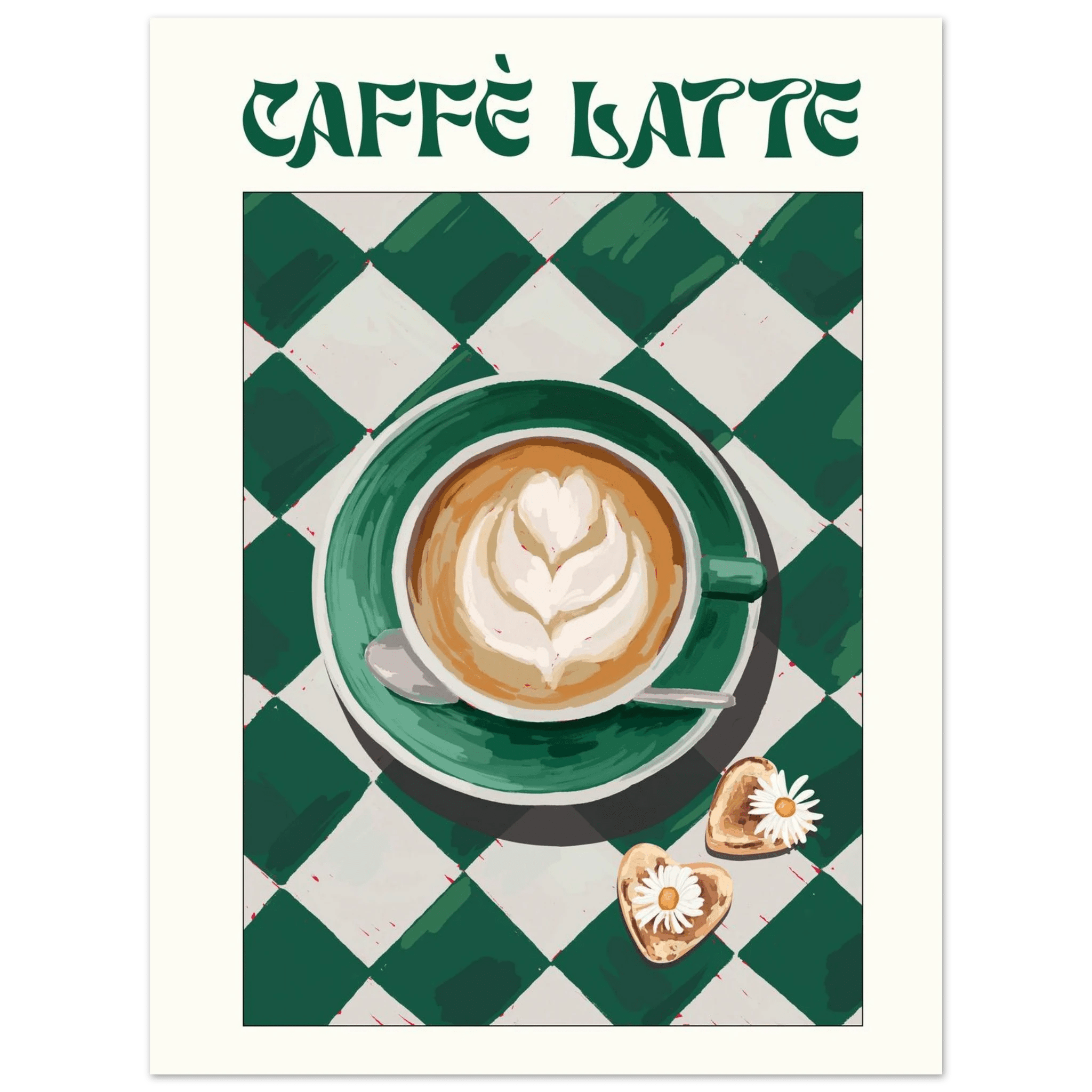 Caffè Latte Poster – Playful Coffee Kitchen Wall Art Print (Digital & Printed Options) - Evergreen Posters