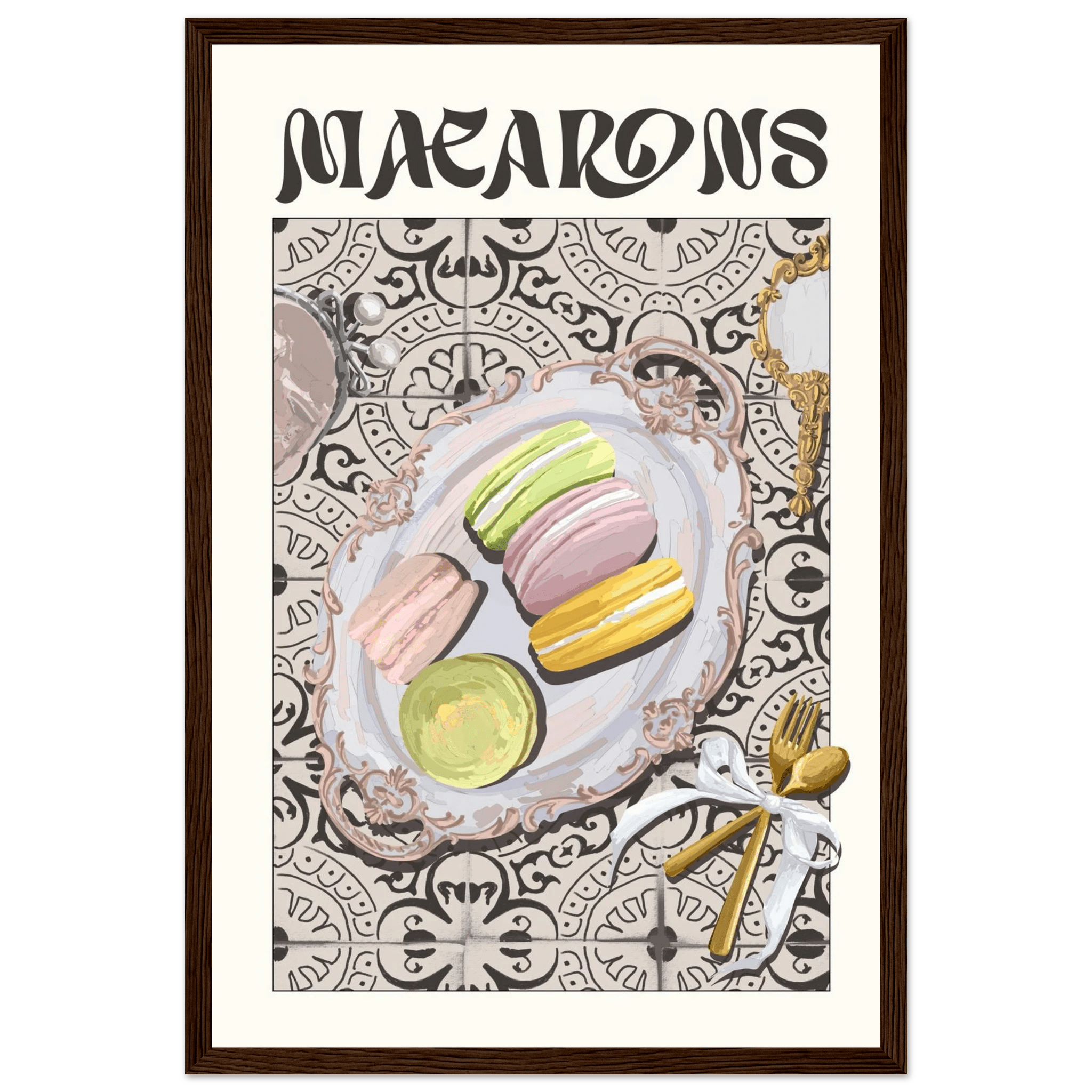 Macarons Poster – Playful French Patisserie Kitchen Wall Art Print (Digital & Printed Options) - Evergreen Posters