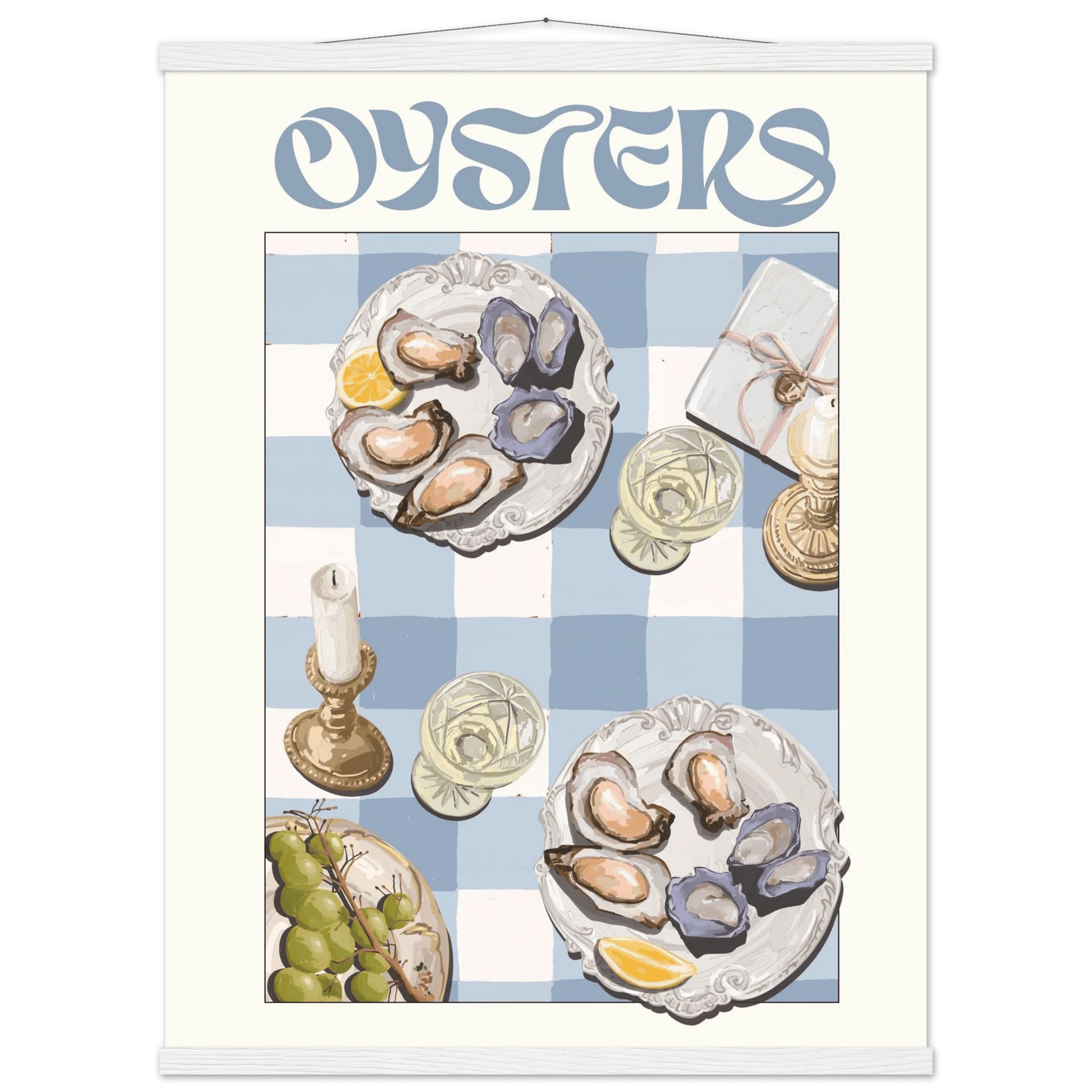 Oysters Poster – Playful Seafood Kitchen Wall Art Print (Digital & Printed Options) - Evergreen Posters