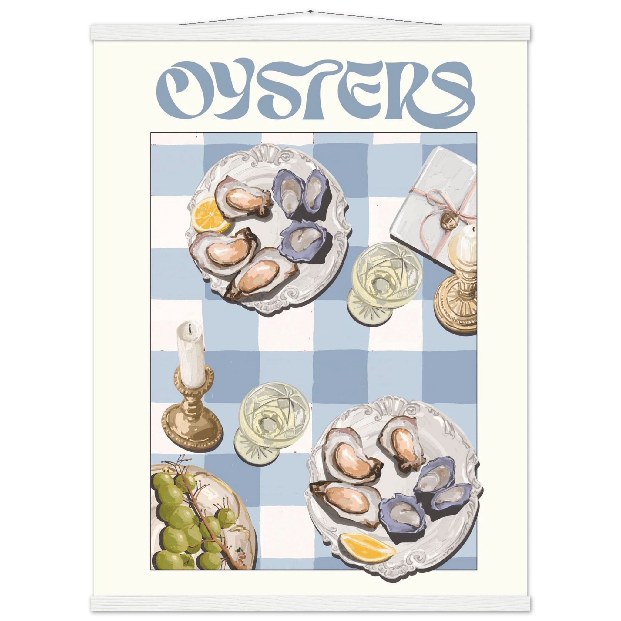 Oysters Poster – Playful Seafood Kitchen Wall Art Print (Digital & Printed Options) - Evergreen Posters