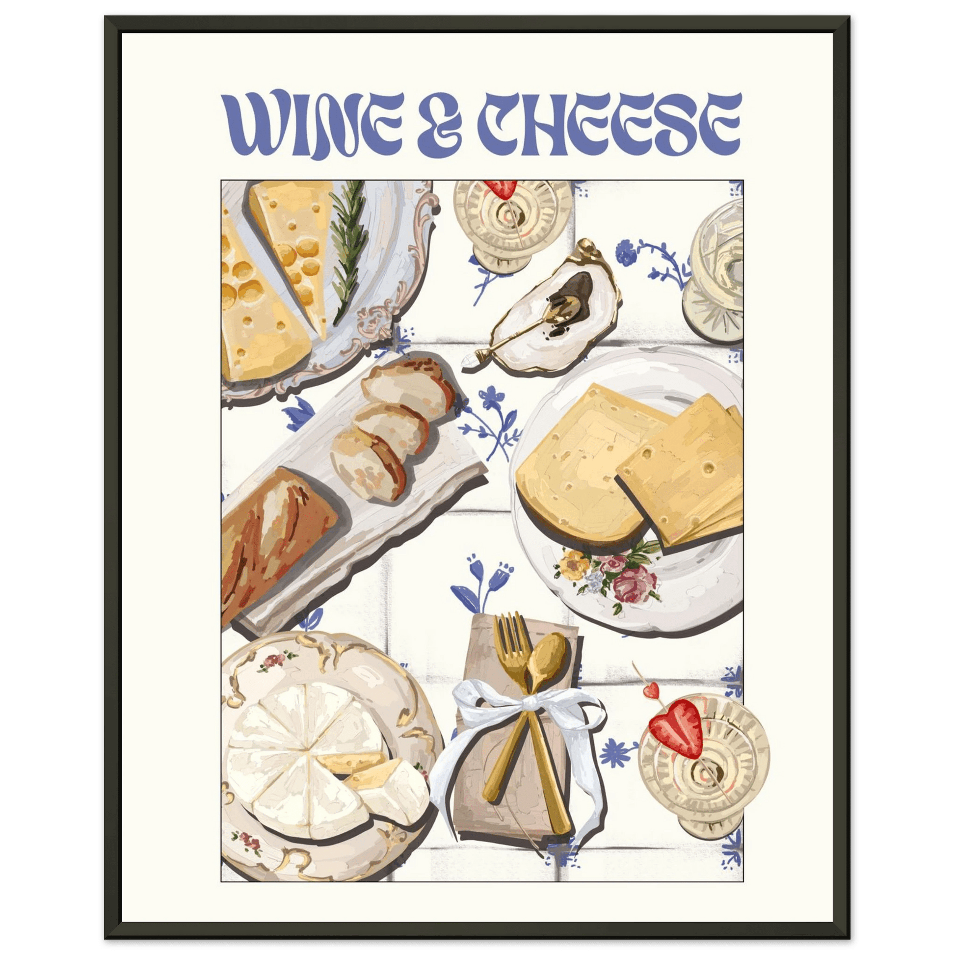 Wine & Cheese Poster – Elegant Kitchen & Dining Wall Art Print (Digital & Printed Options) - Evergreen Posters