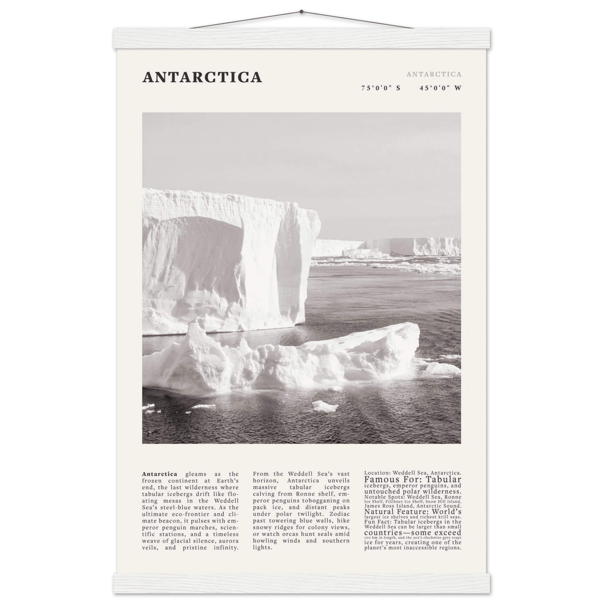 Antarctica Poster Black and White – Vintage Weddell Sea Iceberg Print (Digital & Printed Options) - Evergreen Posters