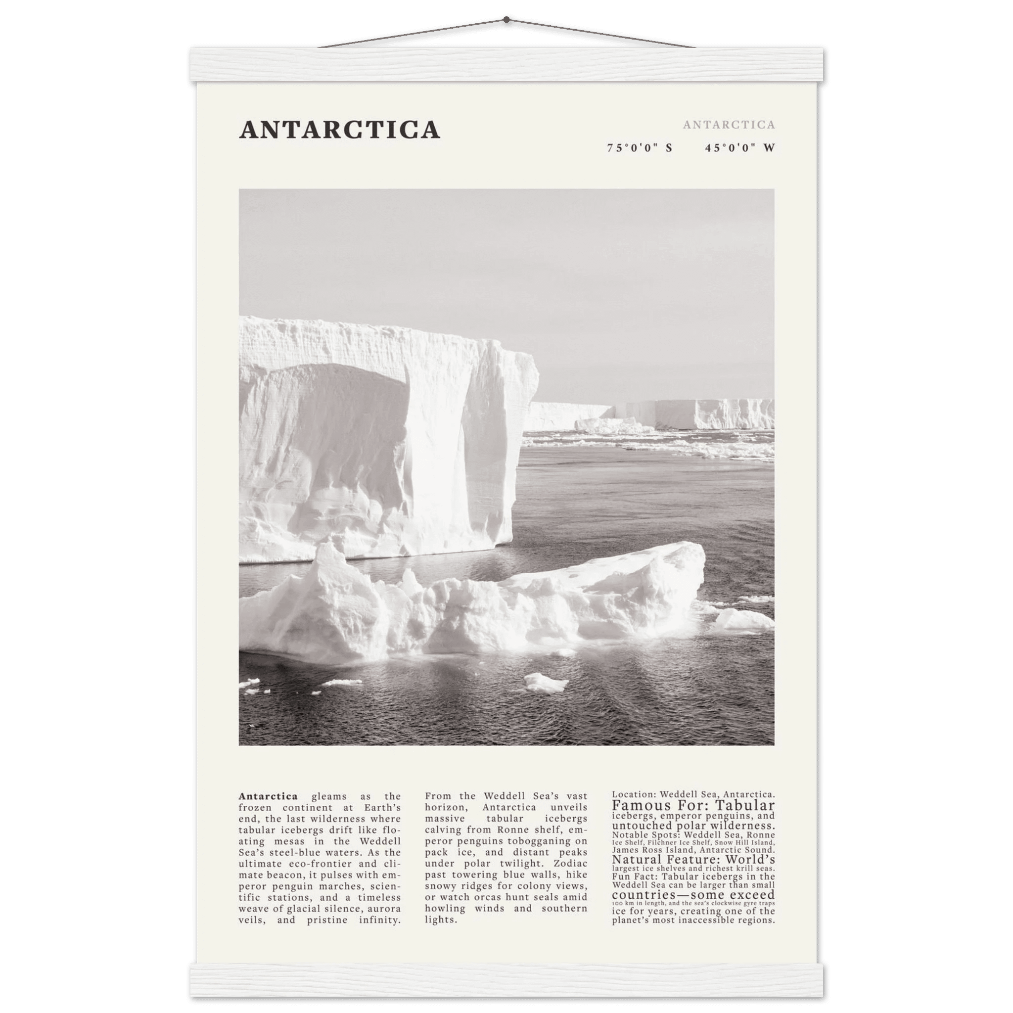 Antarctica Poster Black and White – Vintage Weddell Sea Iceberg Print (Digital & Printed Options) - Evergreen Posters