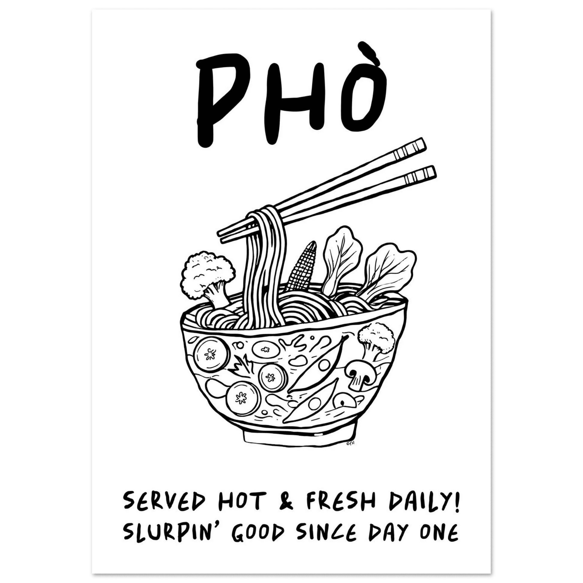 Pho Poster – Funny Vietnamese Kitchen Wall Art Print (Digital & Printed Options) - Evergreen Posters