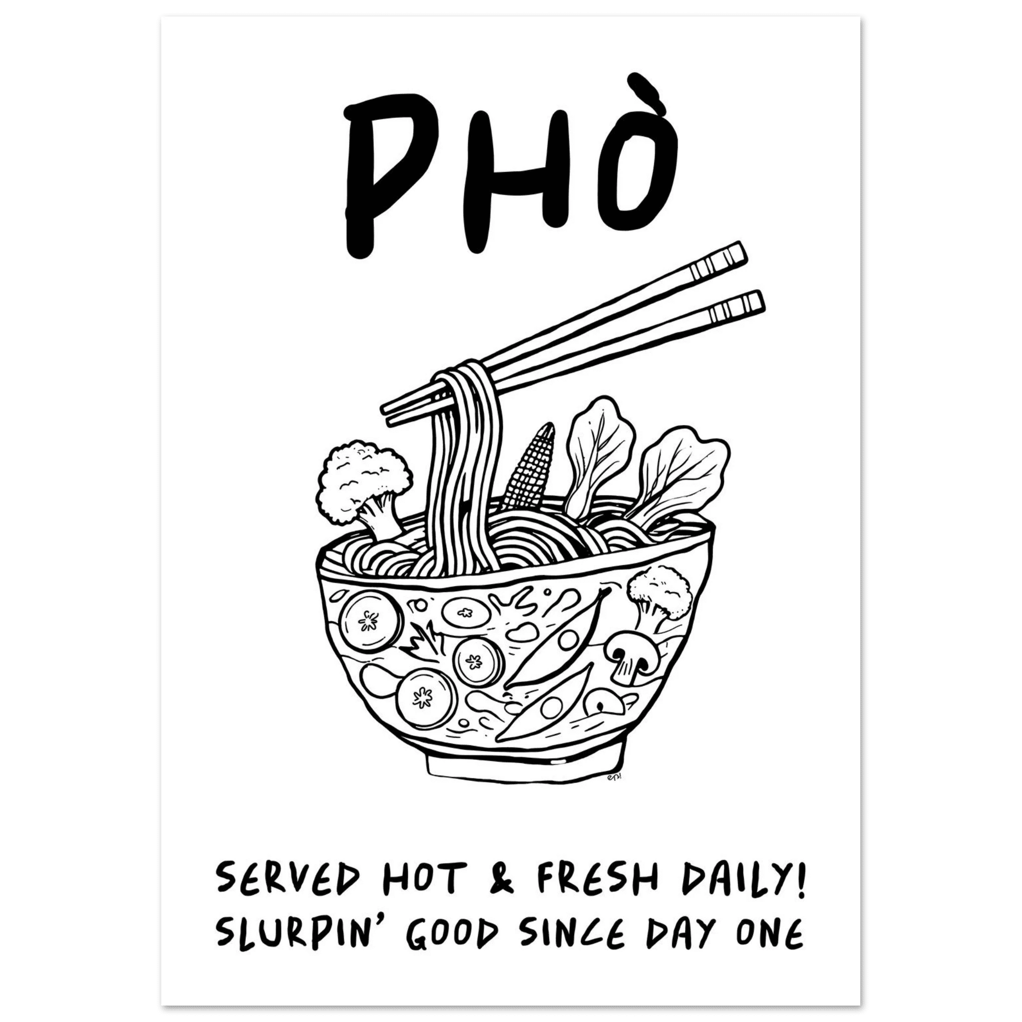 Pho Poster – Funny Vietnamese Kitchen Wall Art Print (Digital & Printed Options) - Evergreen Posters