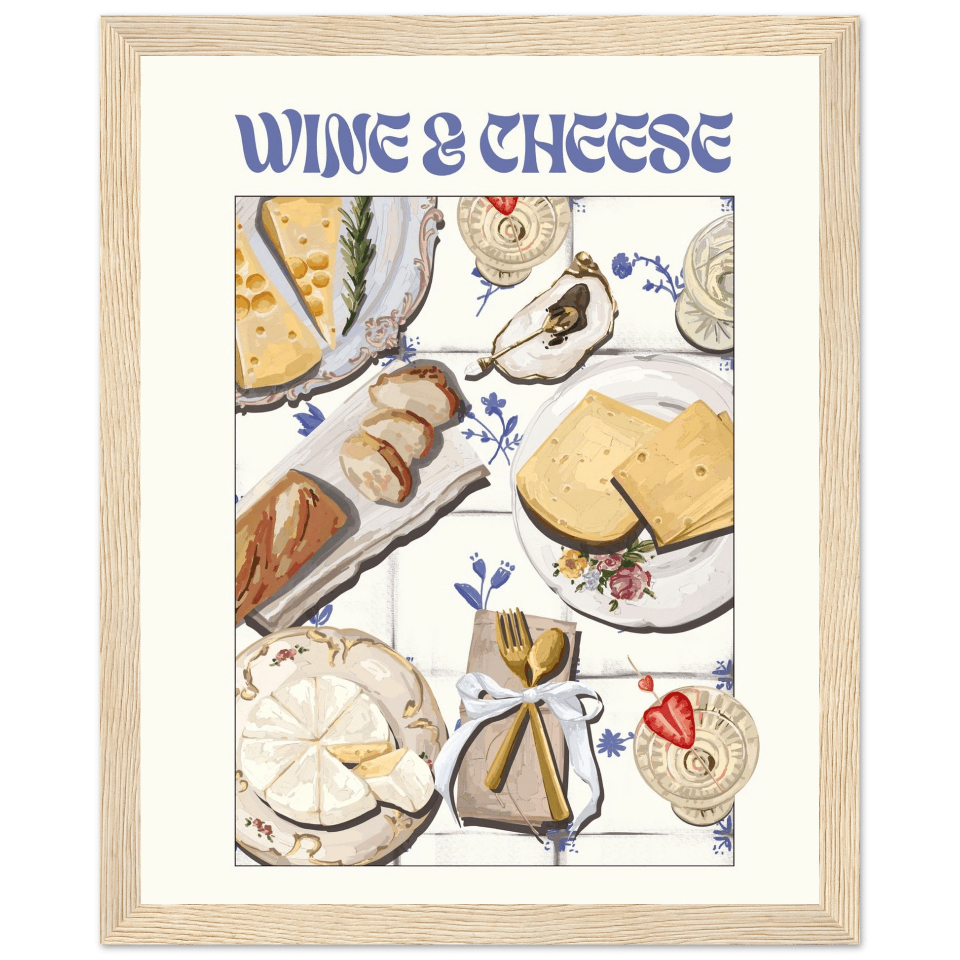 Wine & Cheese Poster – Elegant Kitchen & Dining Wall Art Print (Digital & Printed Options) - Evergreen Posters