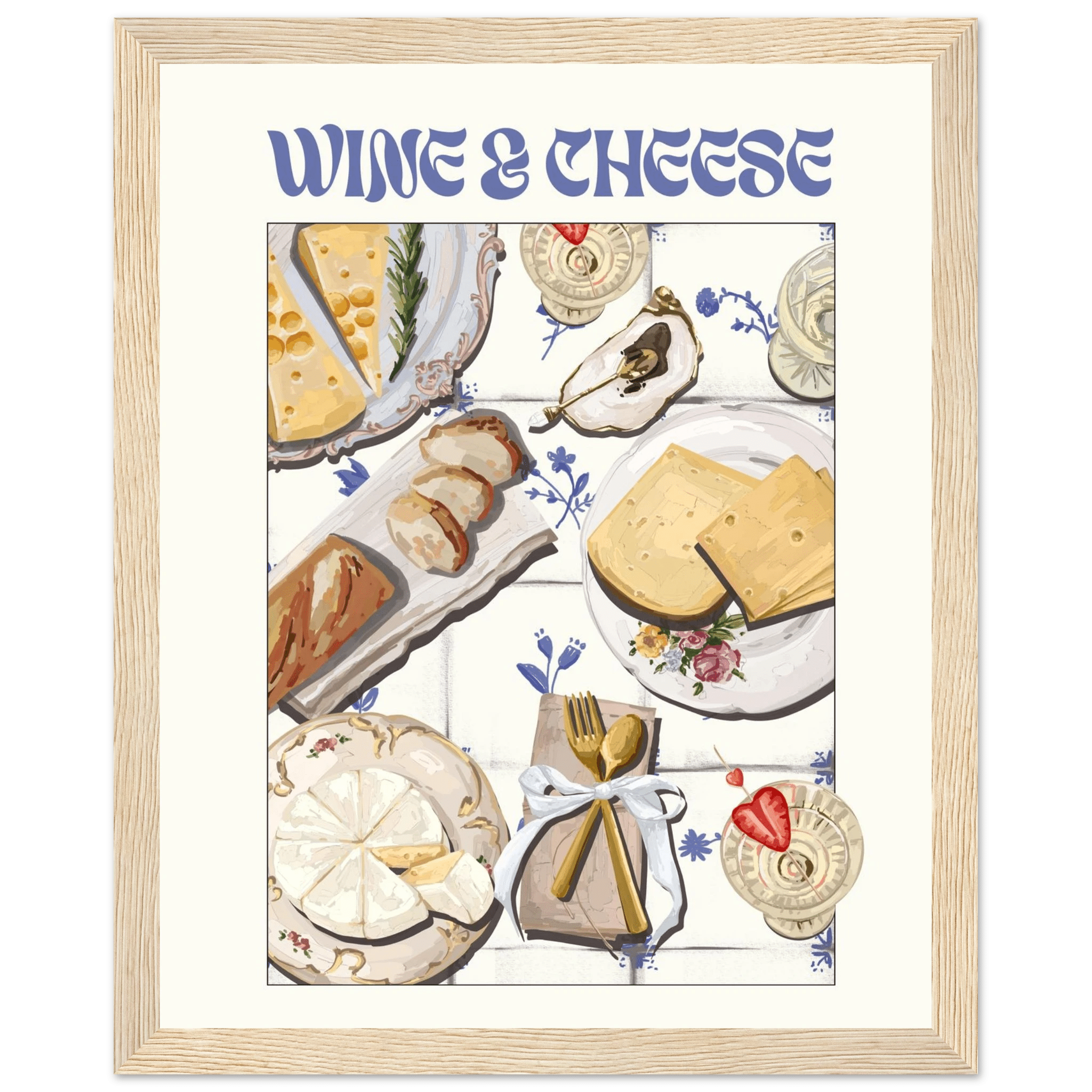 Wine & Cheese Poster – Elegant Kitchen & Dining Wall Art Print (Digital & Printed Options) - Evergreen Posters