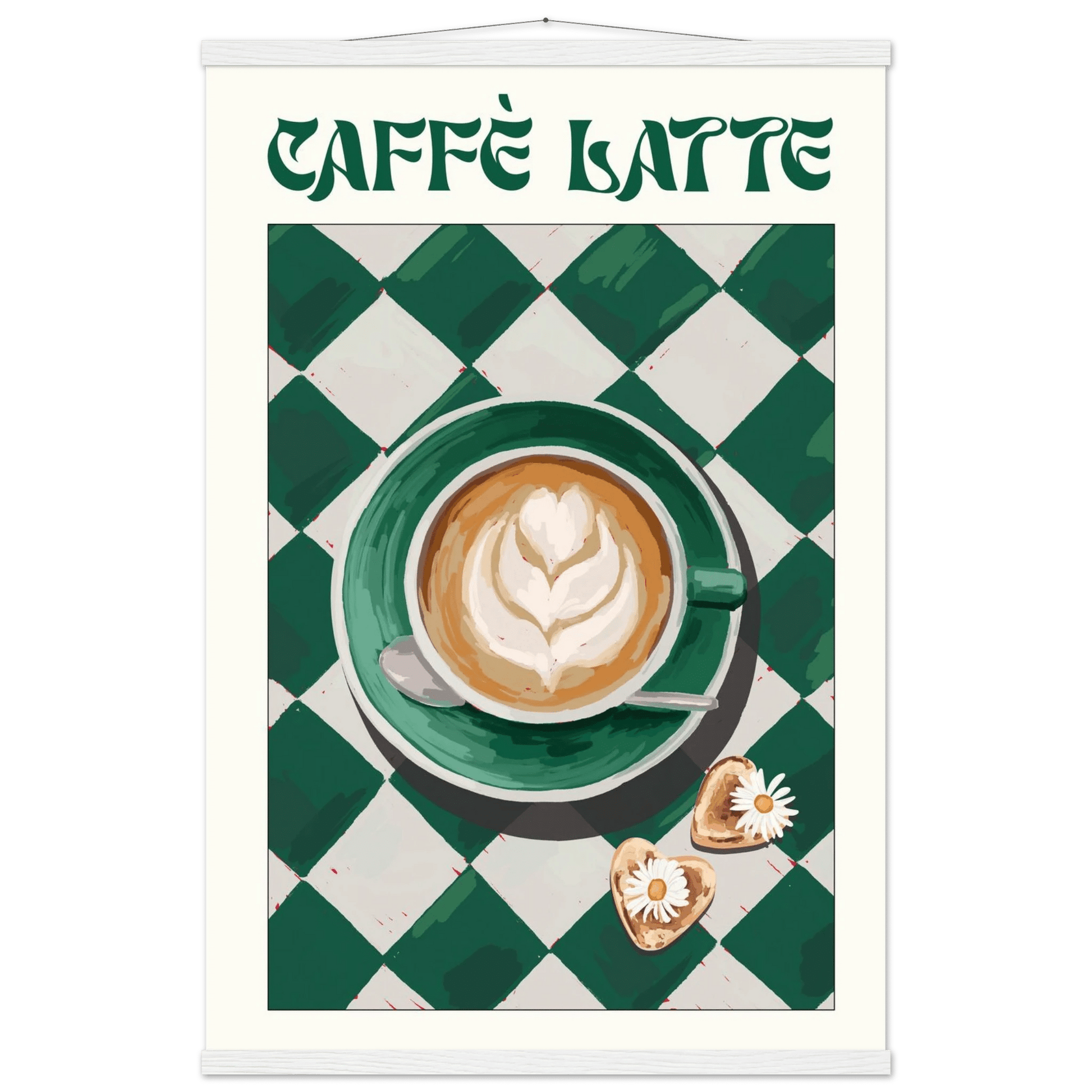 Caffè Latte Poster – Playful Coffee Kitchen Wall Art Print (Digital & Printed Options) - Evergreen Posters
