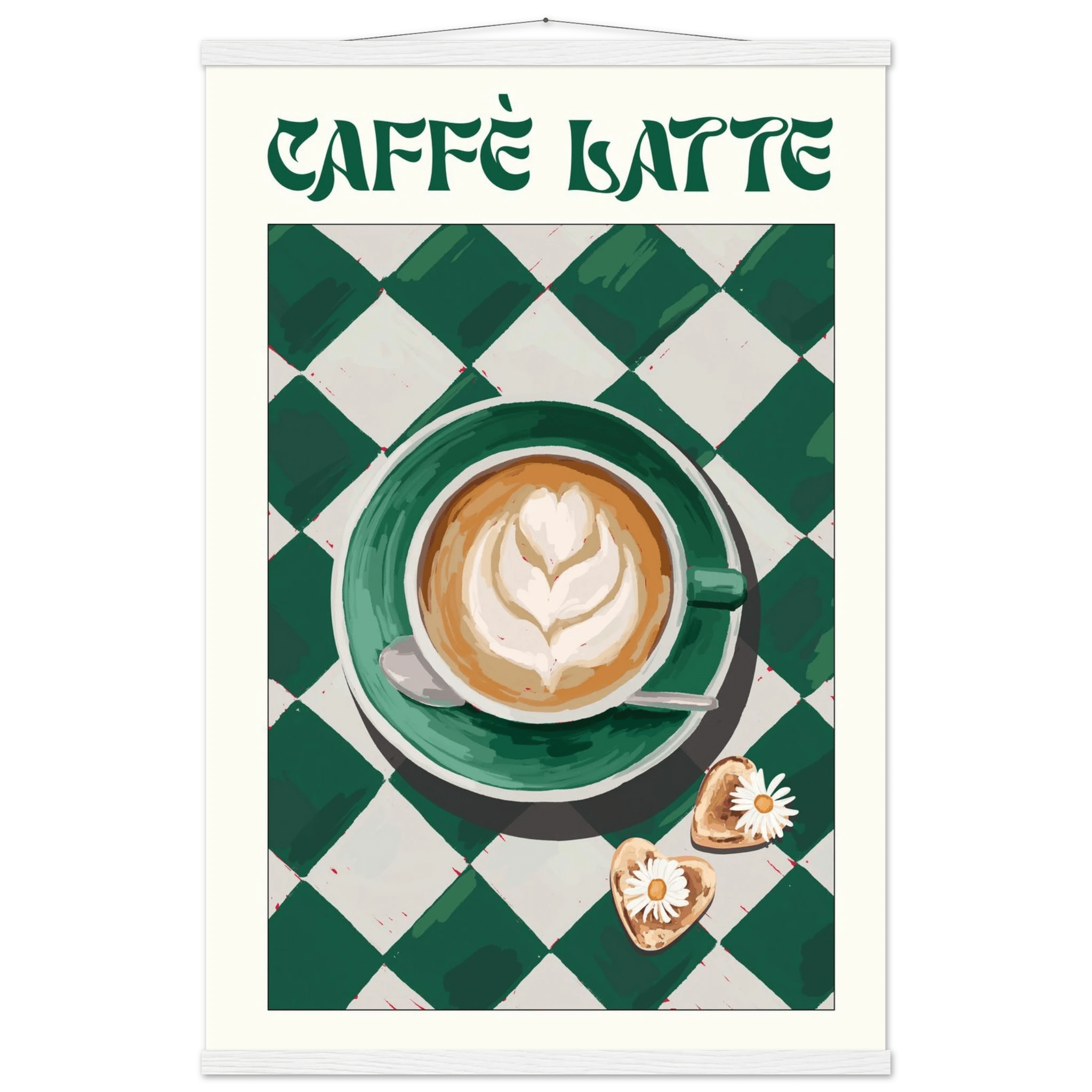 Caffè Latte Poster – Playful Coffee Kitchen Wall Art Print (Digital & Printed Options) - Evergreen Posters