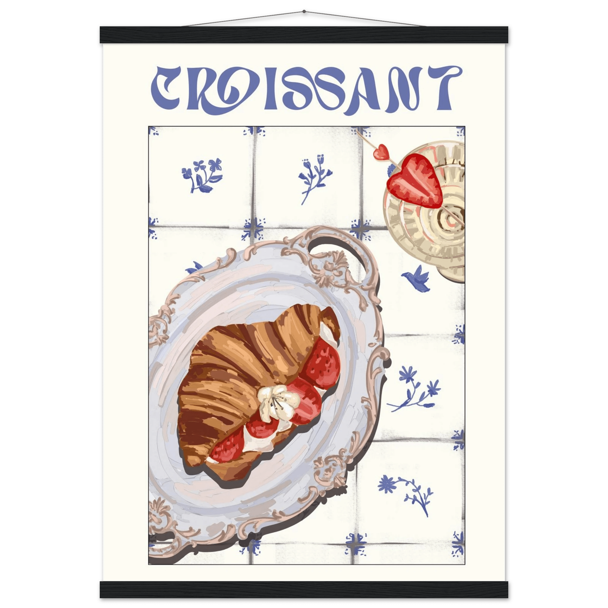 Croissant Poster – Charming French Breakfast Kitchen Wall Art Print (Digital & Printed Options) - Evergreen Posters