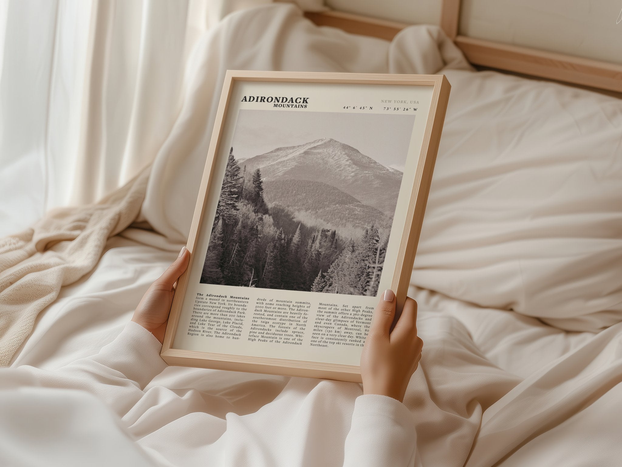 Adirondack Mountains Poster | Black & White New York Nature Wall Art | Hiking Print - Evergreen Posters