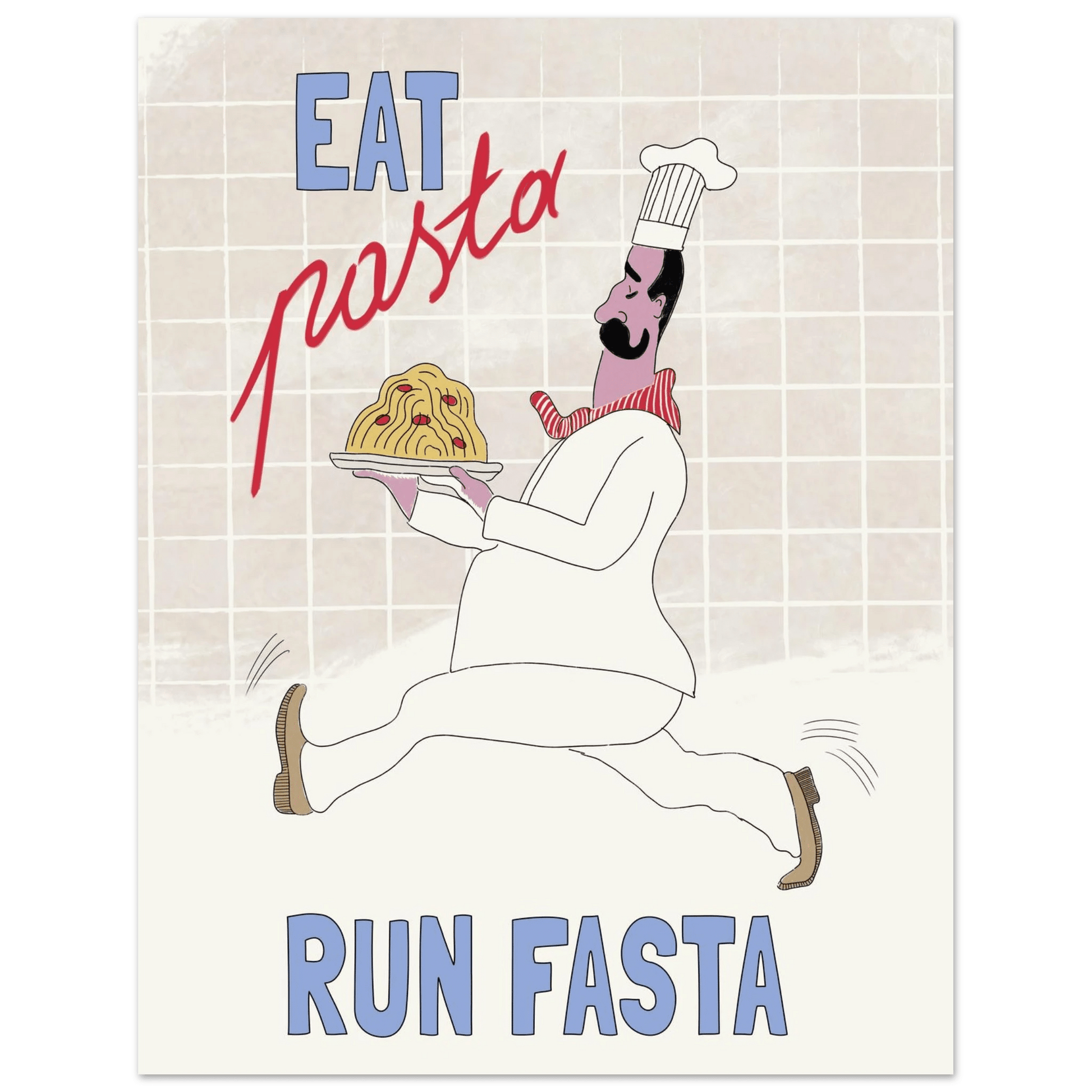 Eat Pasta Run Fasta Poster – Fun Kitchen Wall Art Print (Digital & Printed Options) - Evergreen Posters