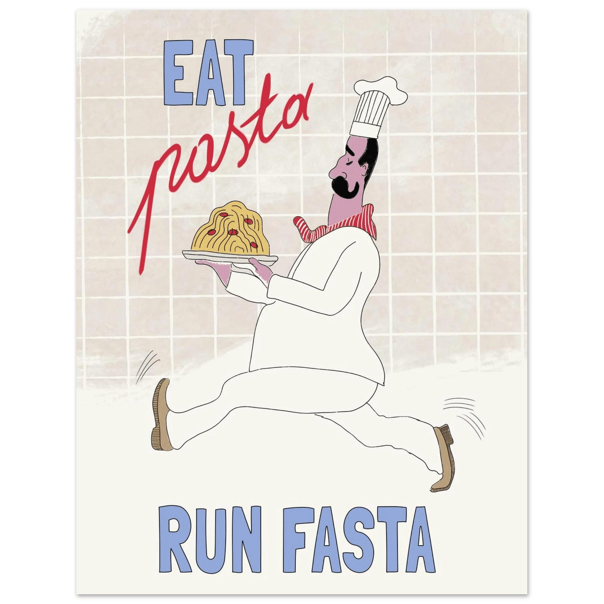 Eat Pasta Run Fasta Poster – Fun Kitchen Wall Art Print (Digital & Printed Options) - Evergreen Posters