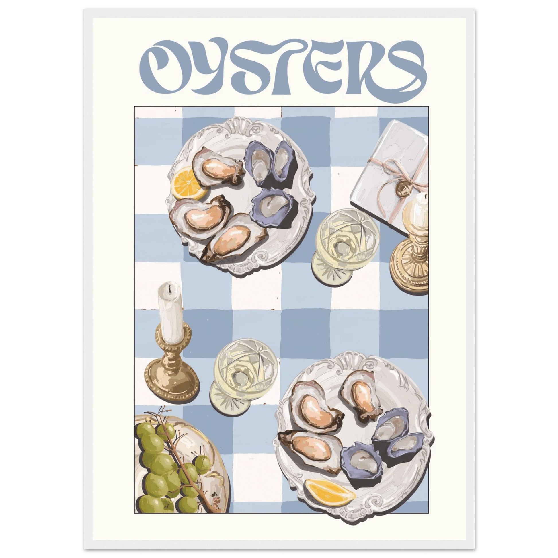 Oysters Poster – Playful Seafood Kitchen Wall Art Print (Digital & Printed Options) - Evergreen Posters