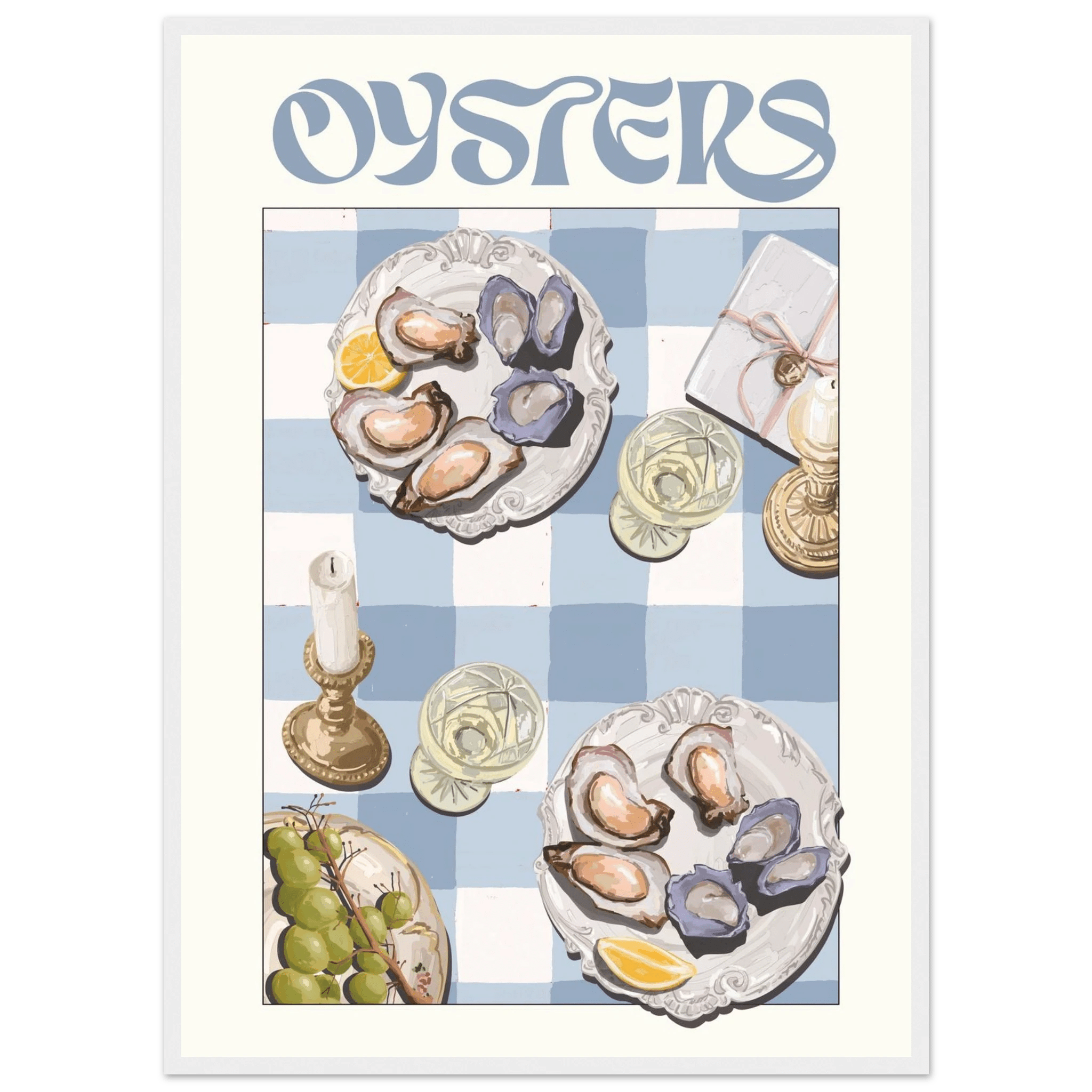Oysters Poster – Playful Seafood Kitchen Wall Art Print (Digital & Printed Options) - Evergreen Posters