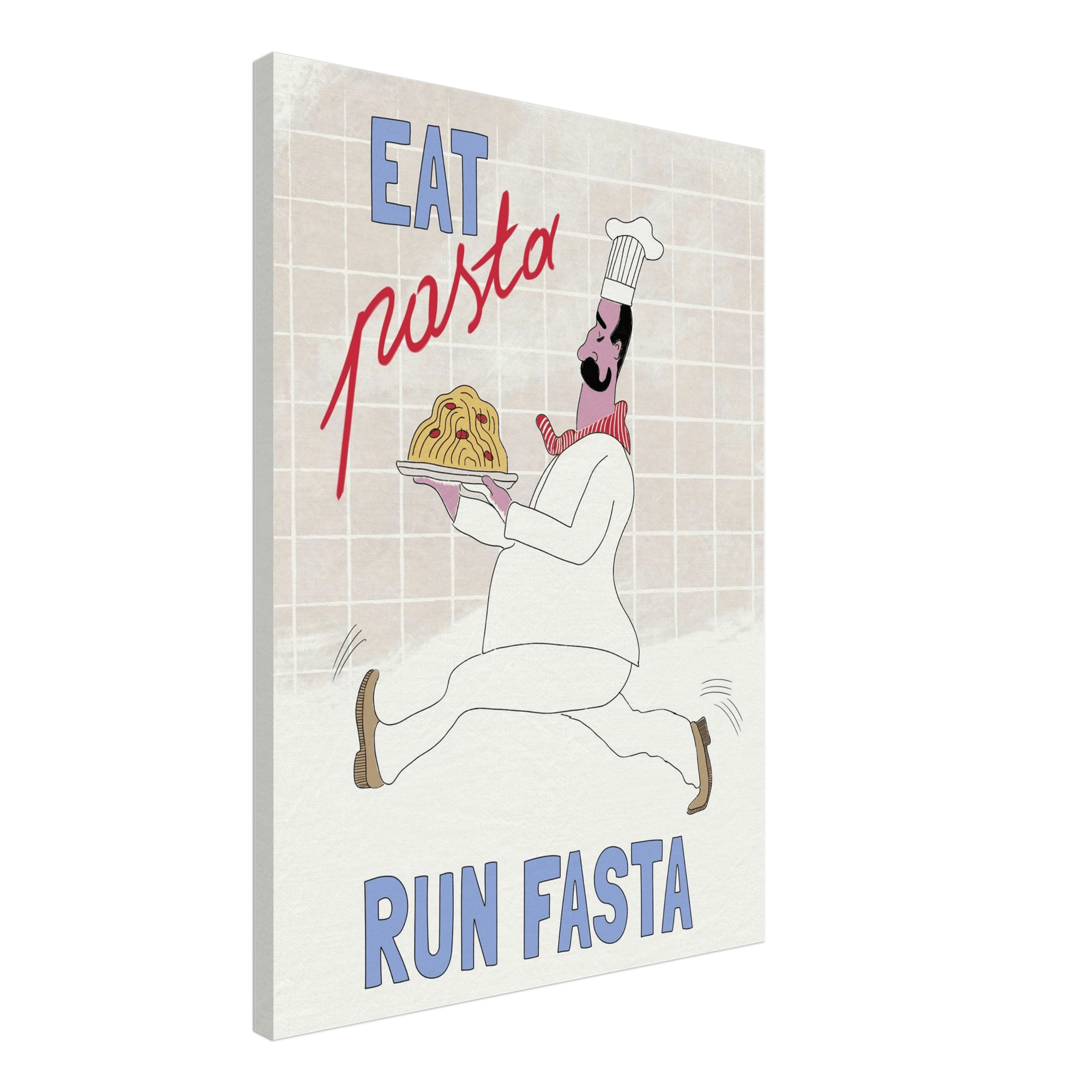 Eat Pasta Run Fasta Poster – Fun Kitchen Wall Art Print (Digital & Printed Options) - Evergreen Posters