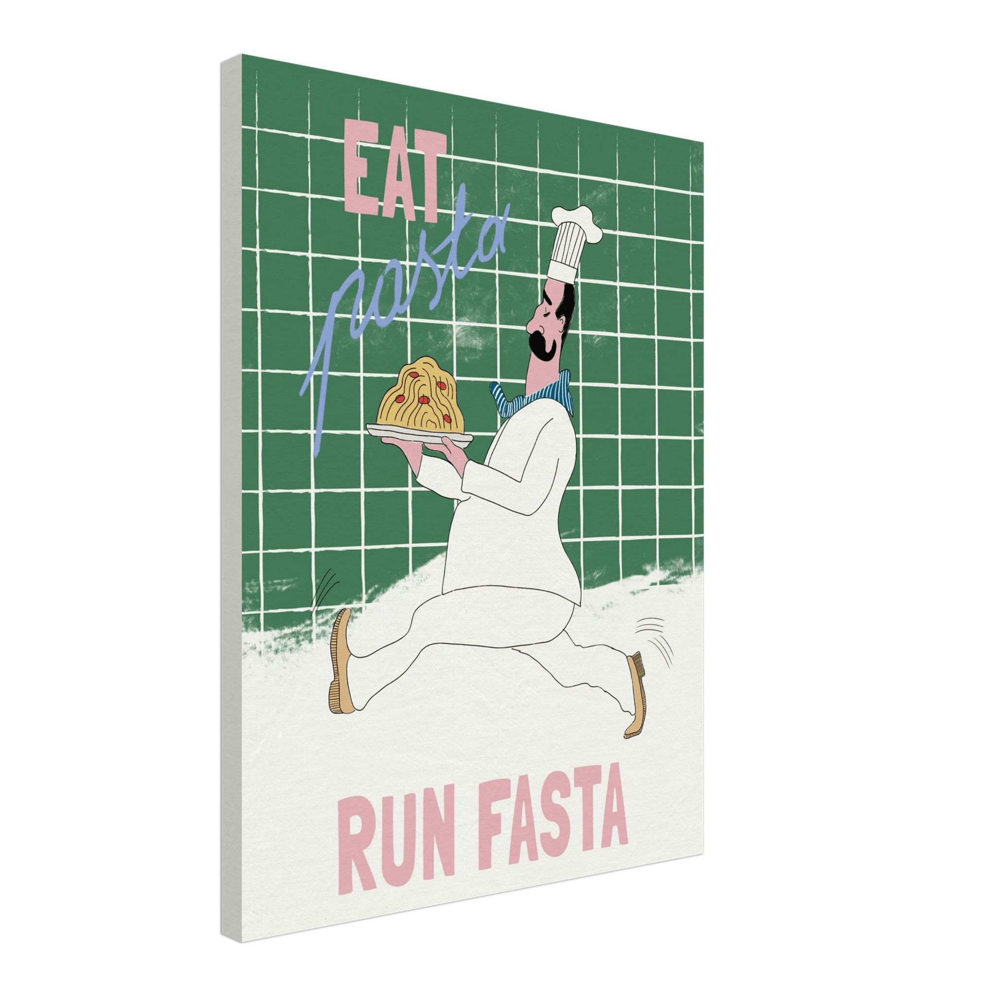 Eat Pasta Run Fasta Poster – Playful Kitchen Wall Art Print (Green Edition) - Evergreen Posters