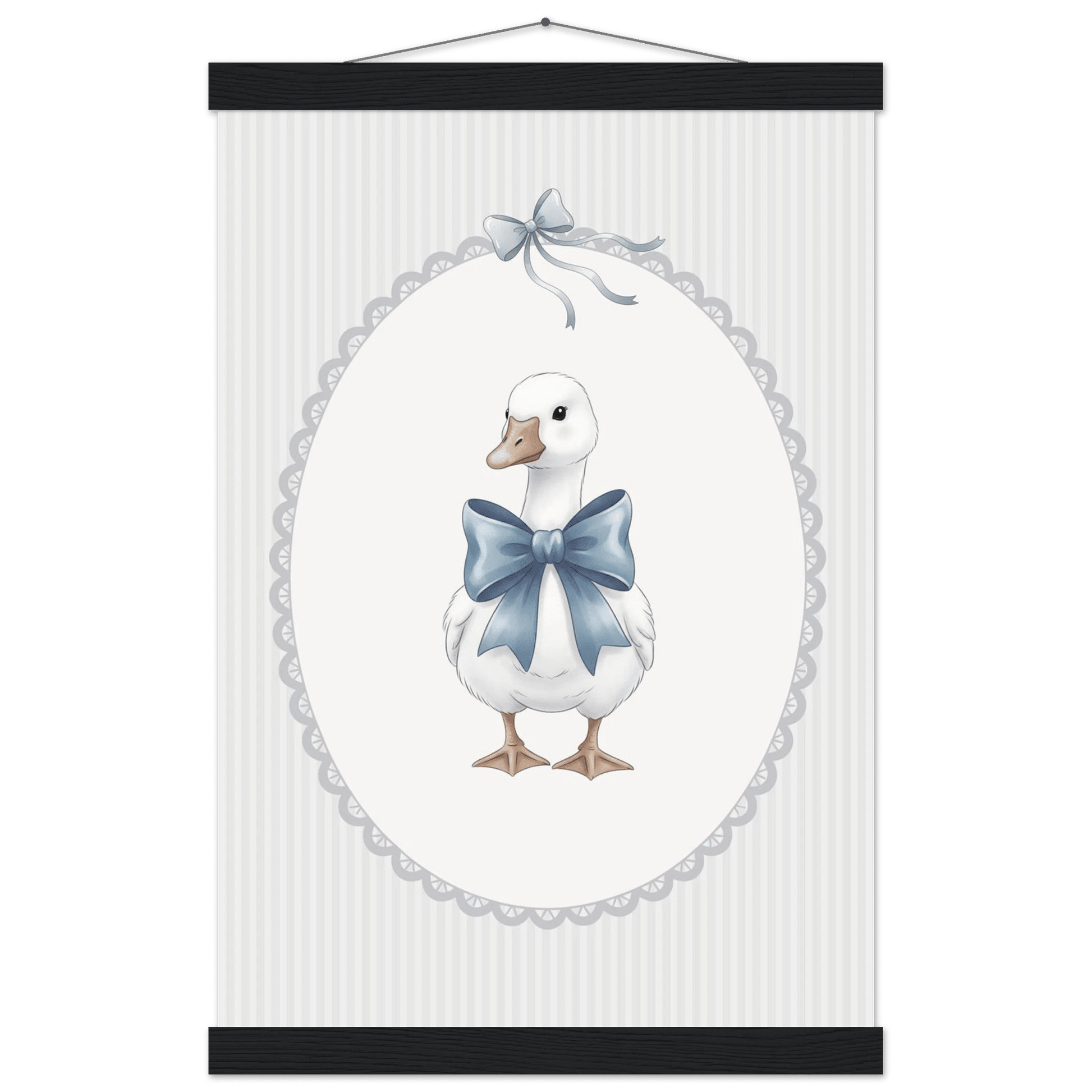 Blue Bow Duck Nursery Poster – Sweet Baby Room Wall Art Print - Evergreen Posters