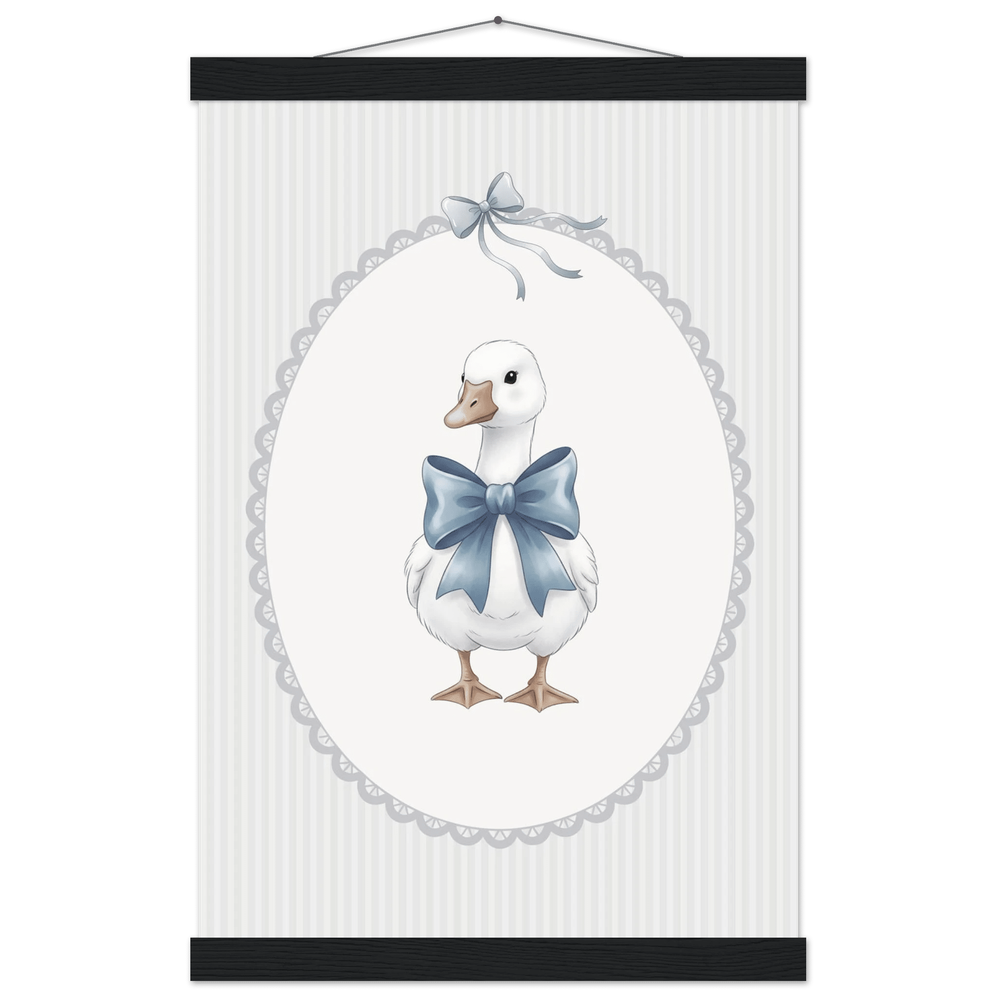 Blue Bow Duck Nursery Poster – Sweet Baby Room Wall Art Print - Evergreen Posters
