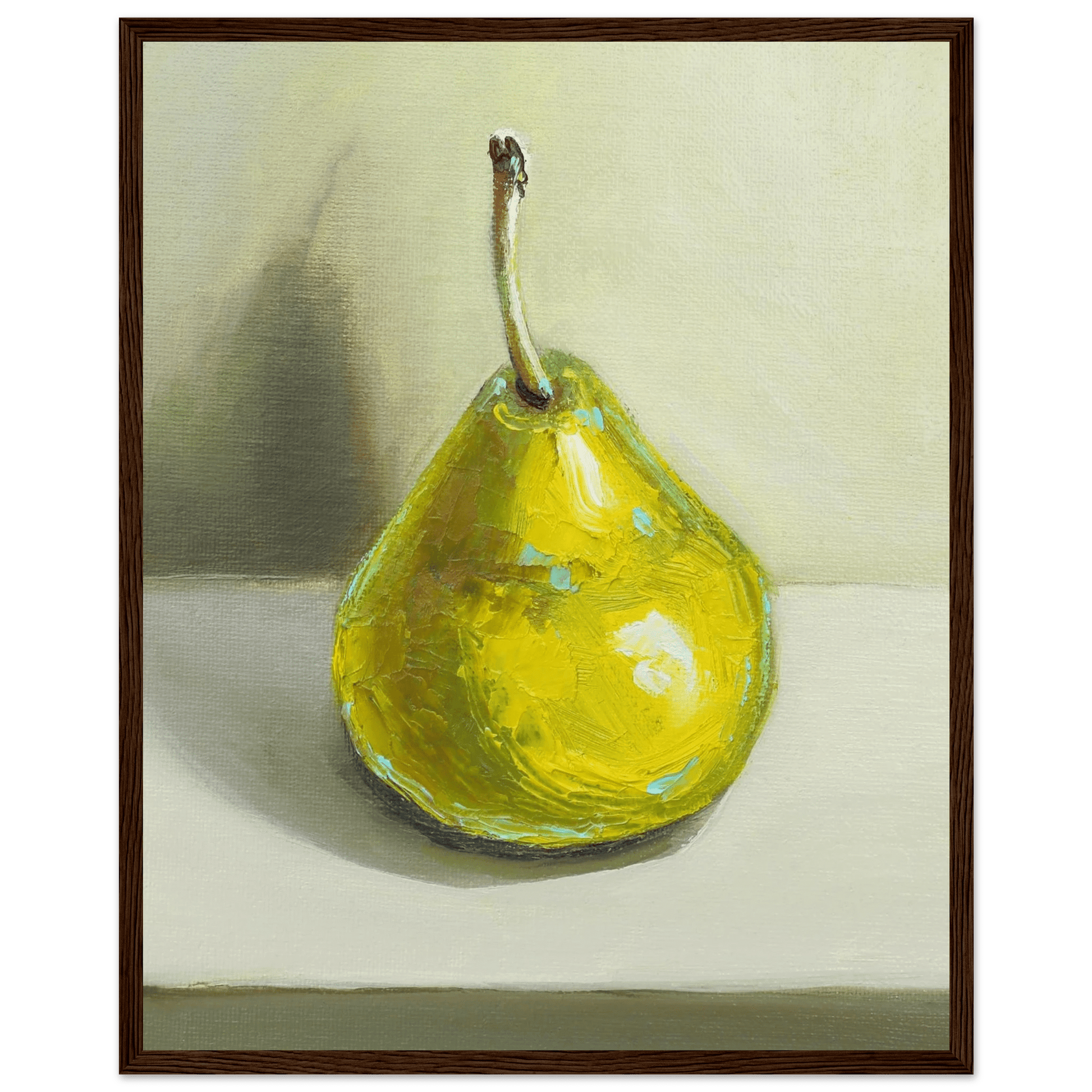 Pear Print | Green Pear Oil Painting Wall Art | Kitchen Poster - Evergreen Posters
