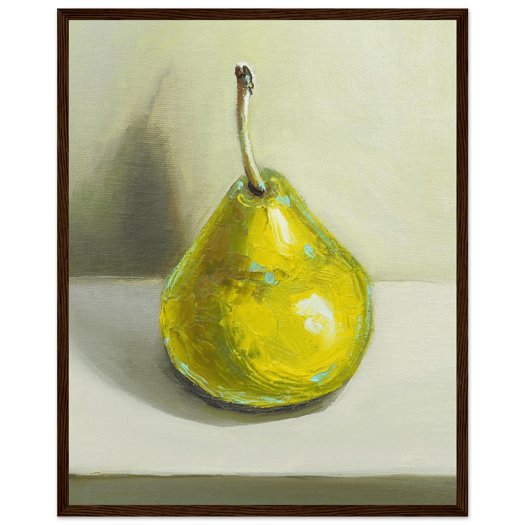 Pear Print | Green Pear Oil Painting Wall Art | Kitchen Poster - Evergreen Posters