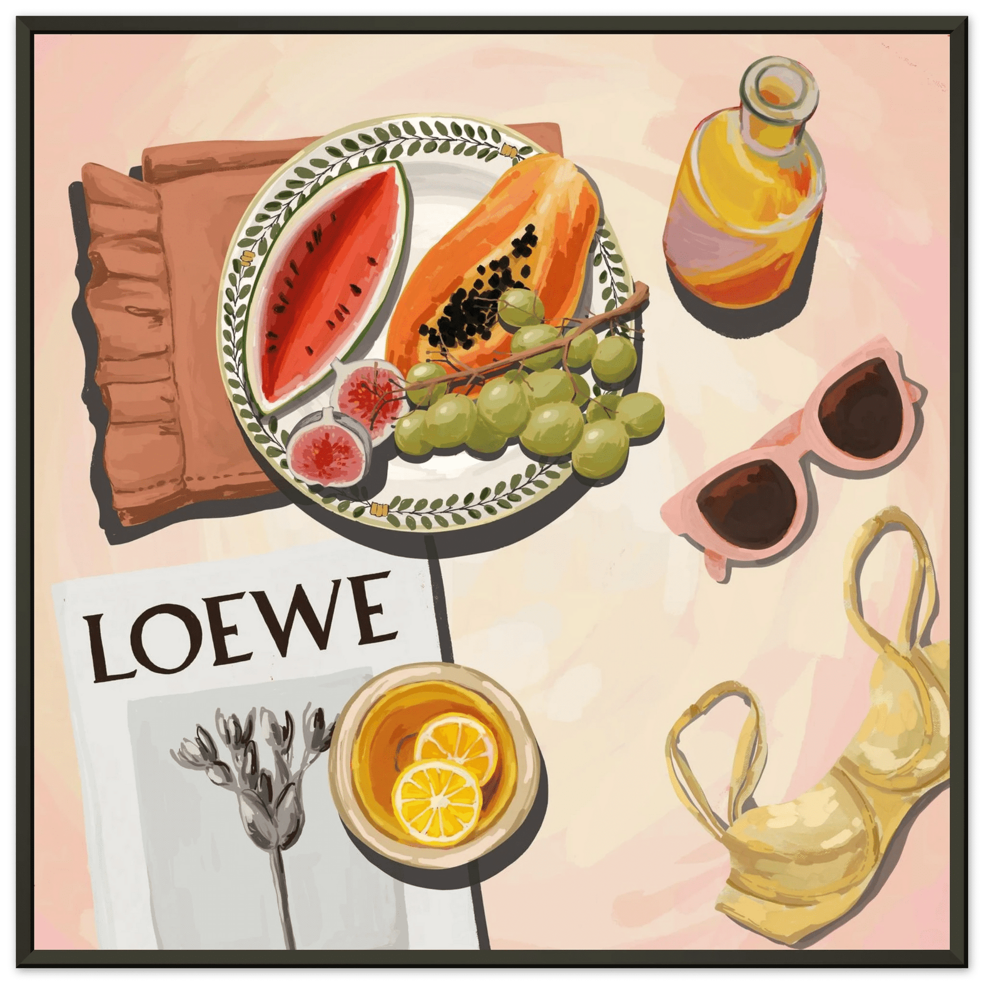 Loewe Summer Fruits Poster | Dopamine Decor Food Wall Art | Pastel Square Kitchen Print - Evergreen Posters - 13