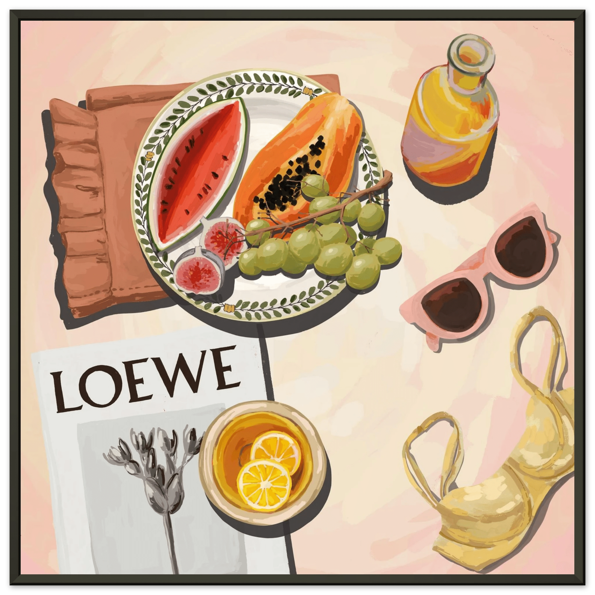Loewe Summer Fruits Poster | Dopamine Decor Food Wall Art | Pastel Square Kitchen Print - Evergreen Posters - 13