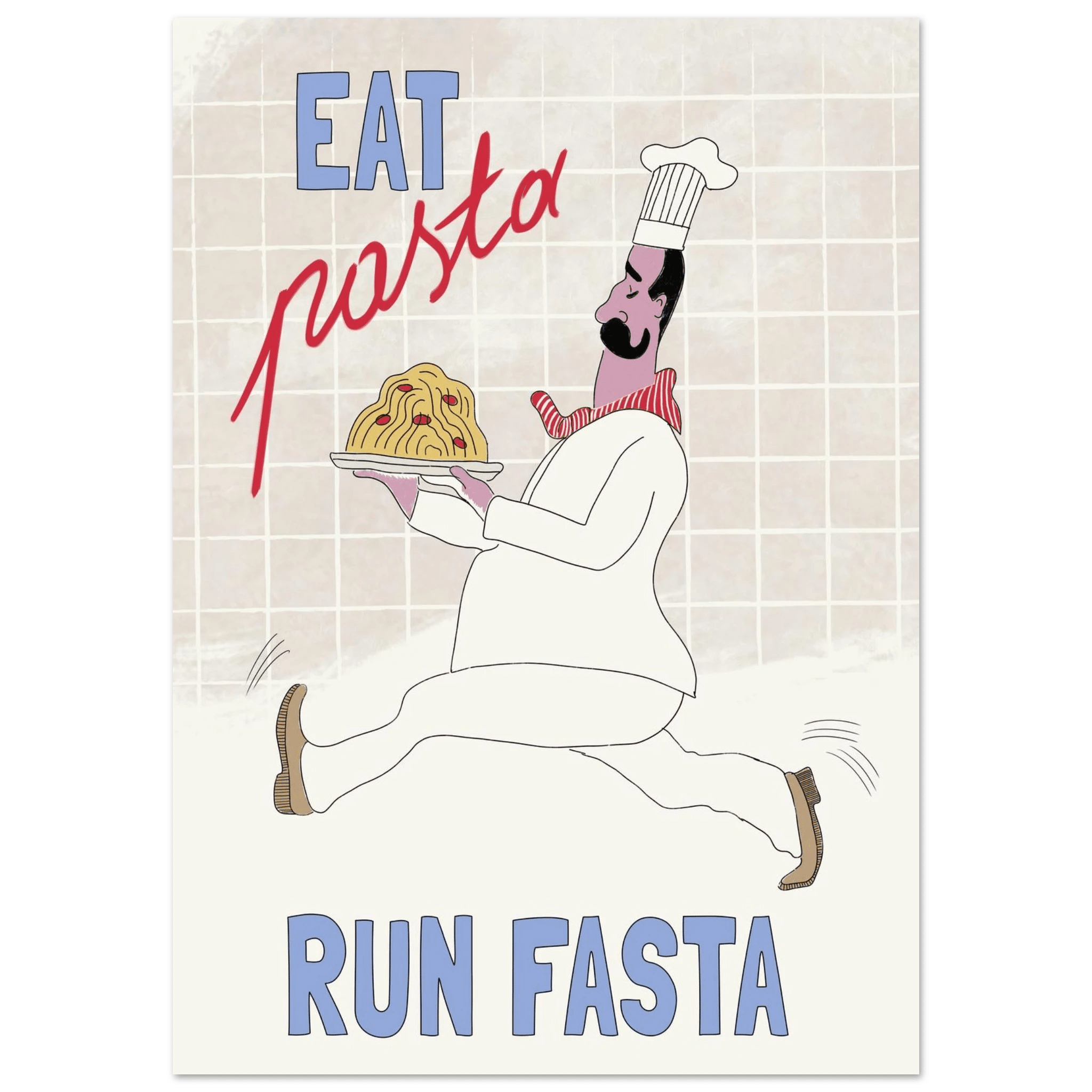 Eat Pasta Run Fasta Poster – Fun Kitchen Wall Art Print (Digital & Printed Options) - Evergreen Posters
