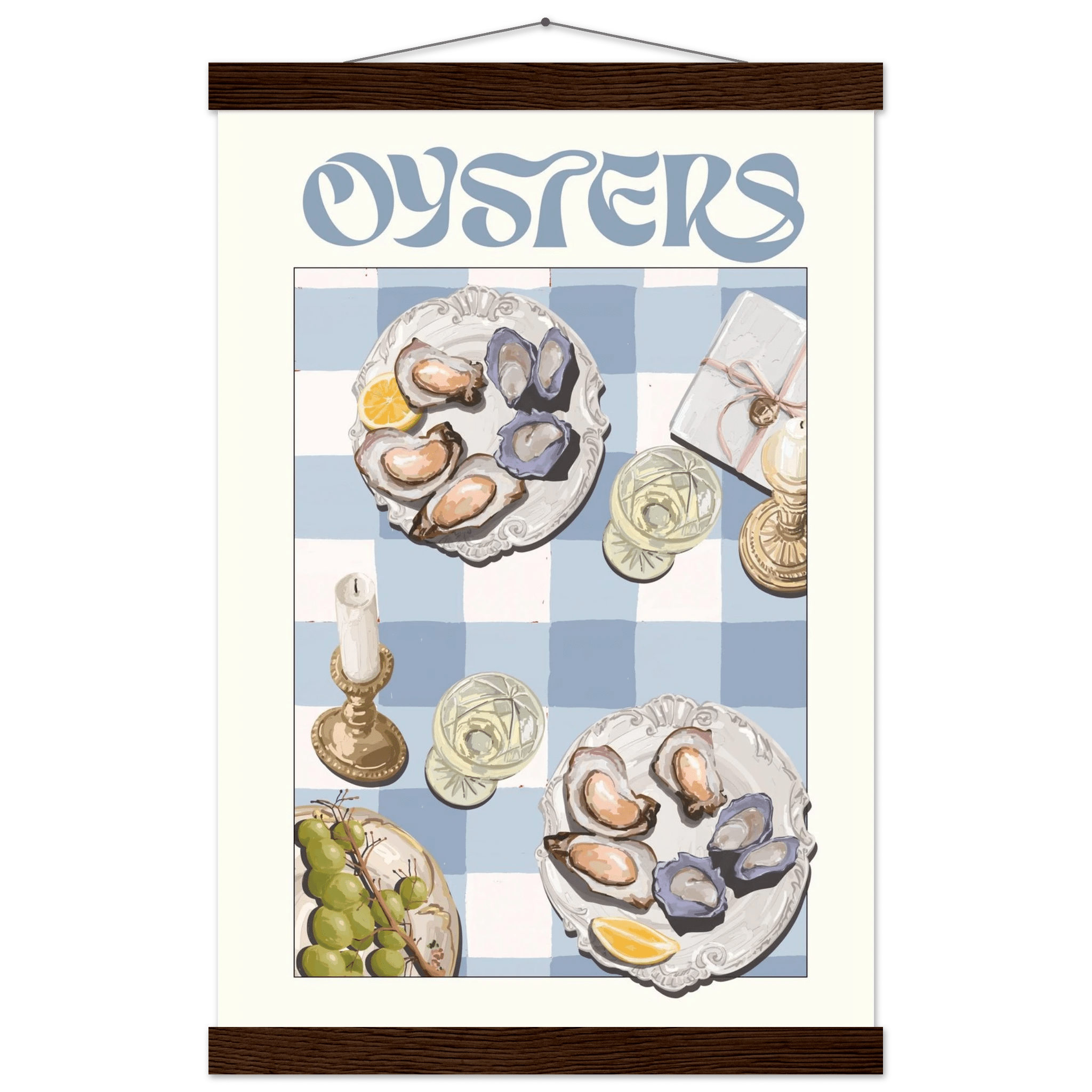 Oysters Poster – Playful Seafood Kitchen Wall Art Print (Digital & Printed Options) - Evergreen Posters