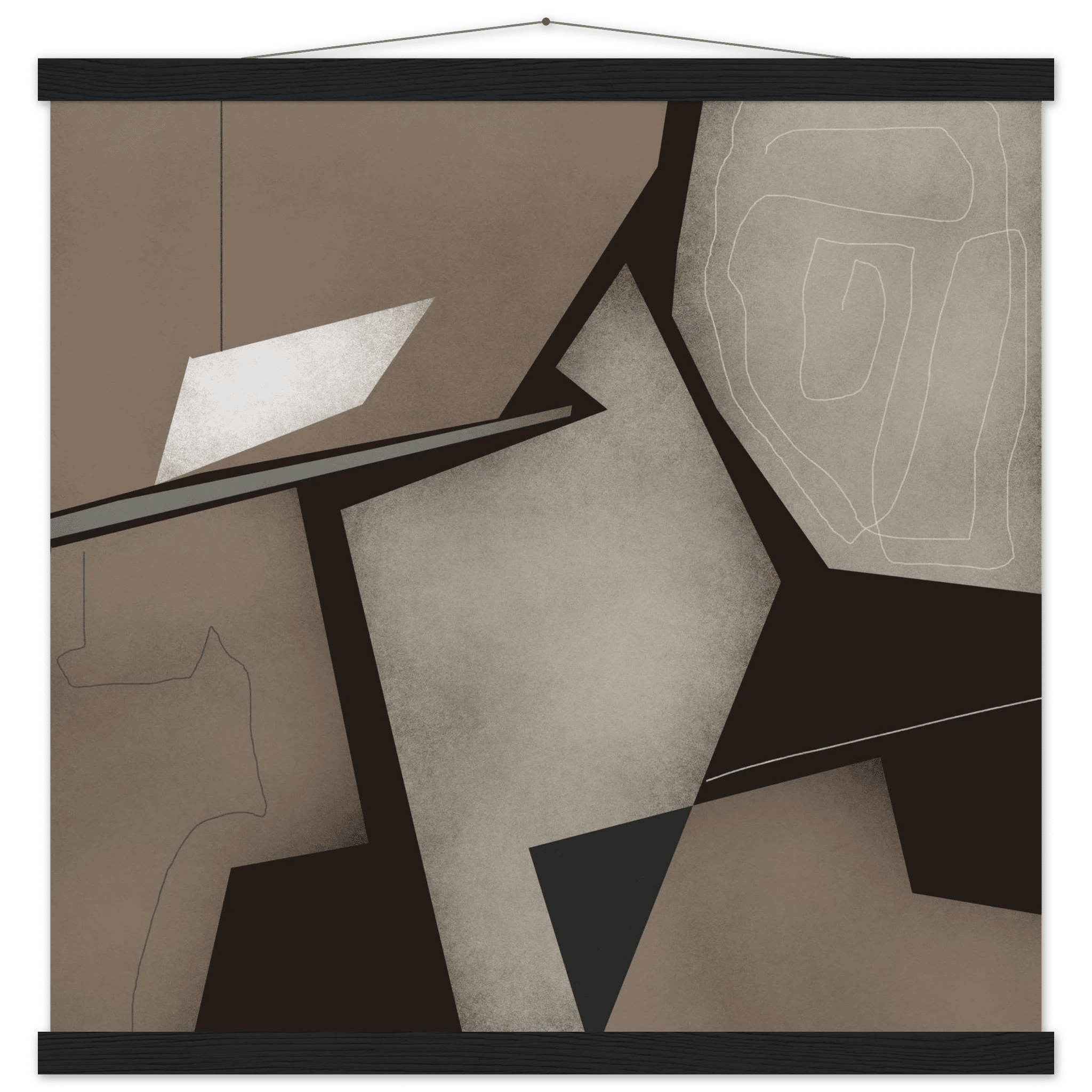 Taupe & Black Geometric Abstract Poster | Modern Square Wall Art | Neutral Decor Print - Evergreen Posters