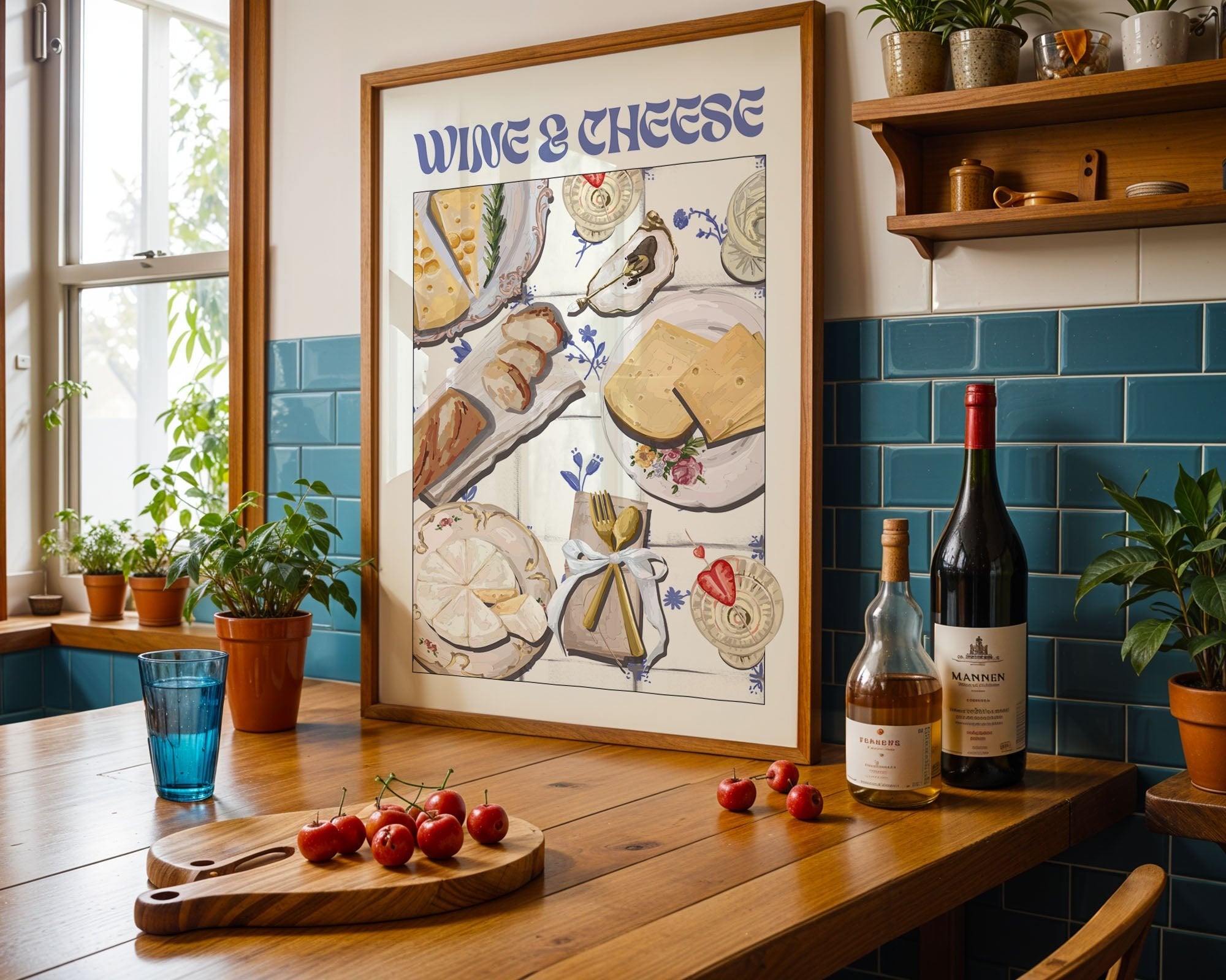 Wine & Cheese Poster – Elegant Kitchen & Dining Wall Art Print (Digital & Printed Options) - Evergreen Posters