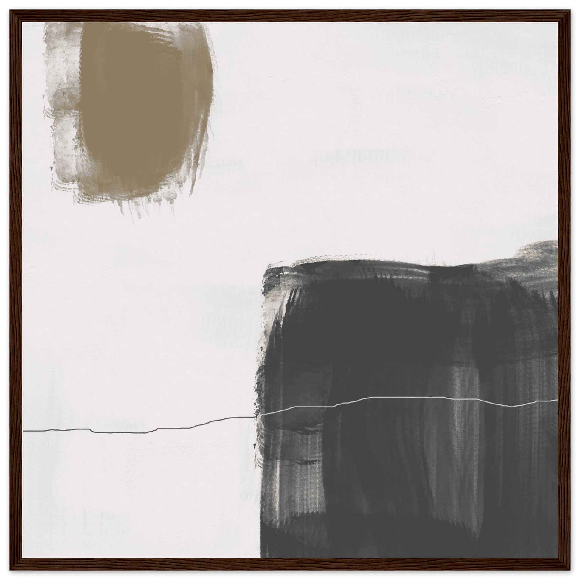 Olive & Black Brushstroke Abstract Poster | Minimalist Square Wall Art | Modern Decor - Evergreen Posters