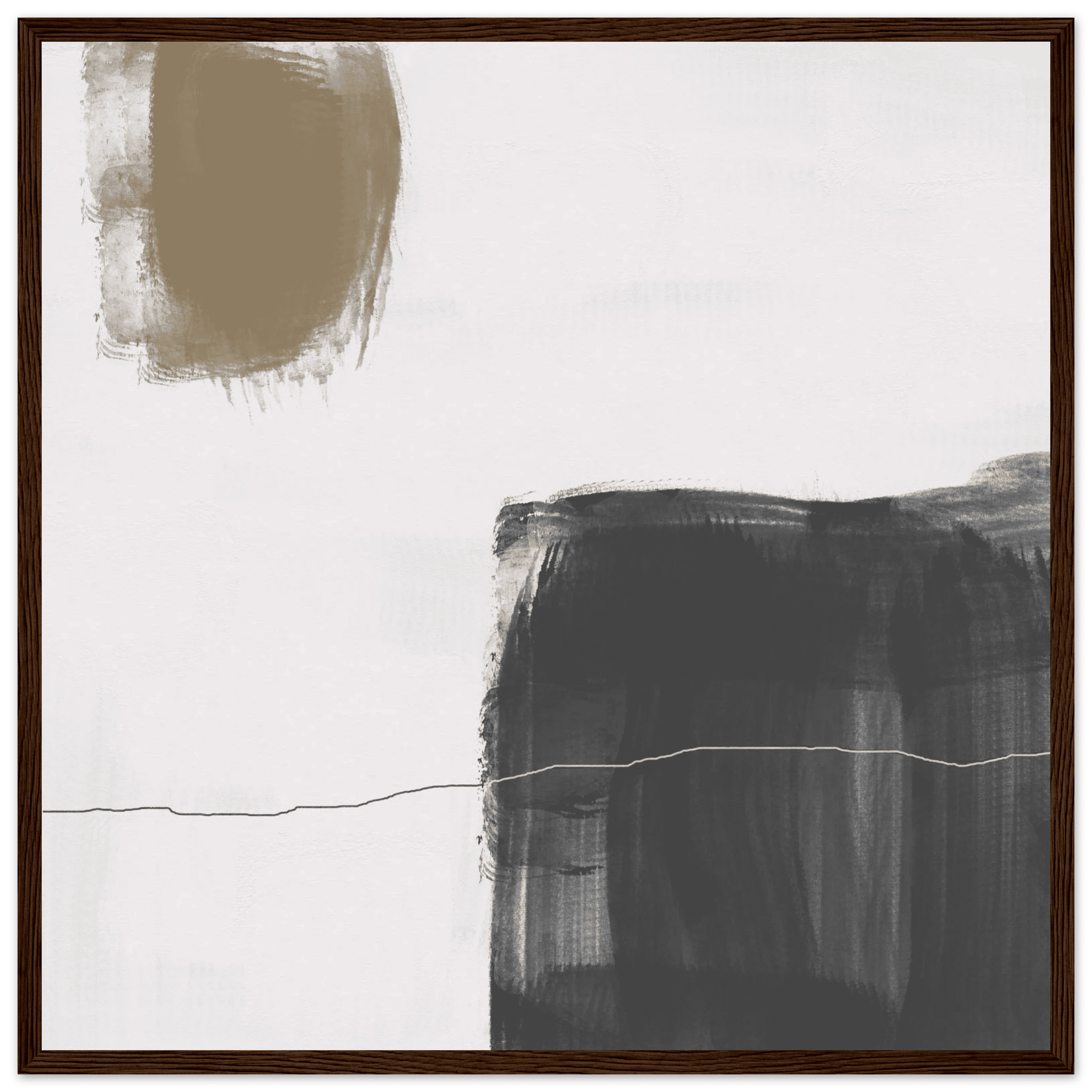 Olive & Black Brushstroke Abstract Poster | Minimalist Square Wall Art | Modern Decor - Evergreen Posters