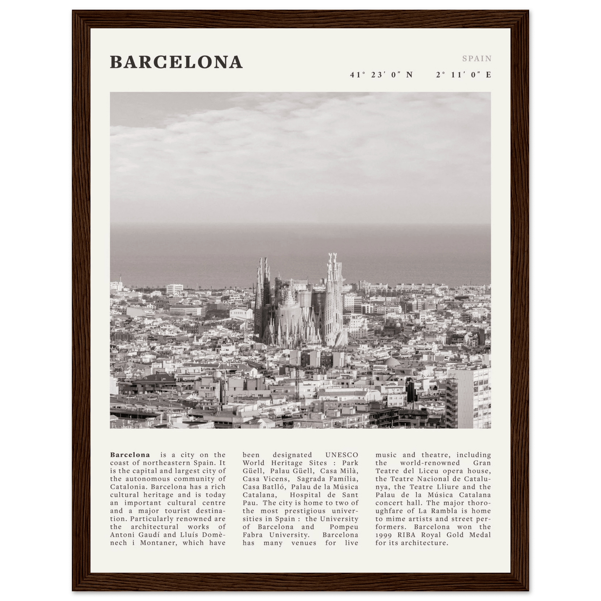 Barcelona Poster | Black & White Sagrada Familia Wall Art | Spain Travel Print - Evergreen Posters