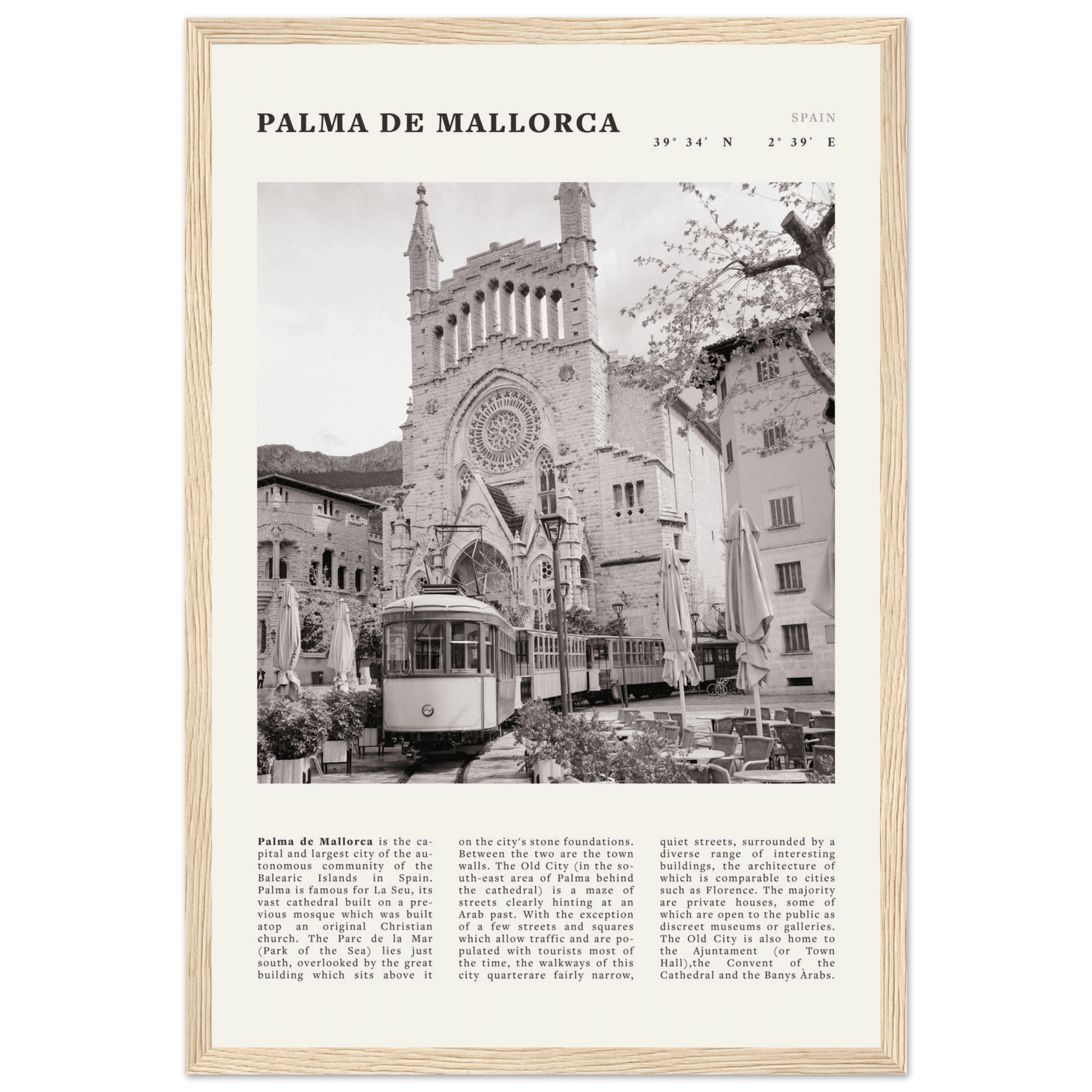 Palma de Mallorca Poster | Black & White Spain Wall Art | Travel Print | Mediterranean Decor - Evergreen Posters