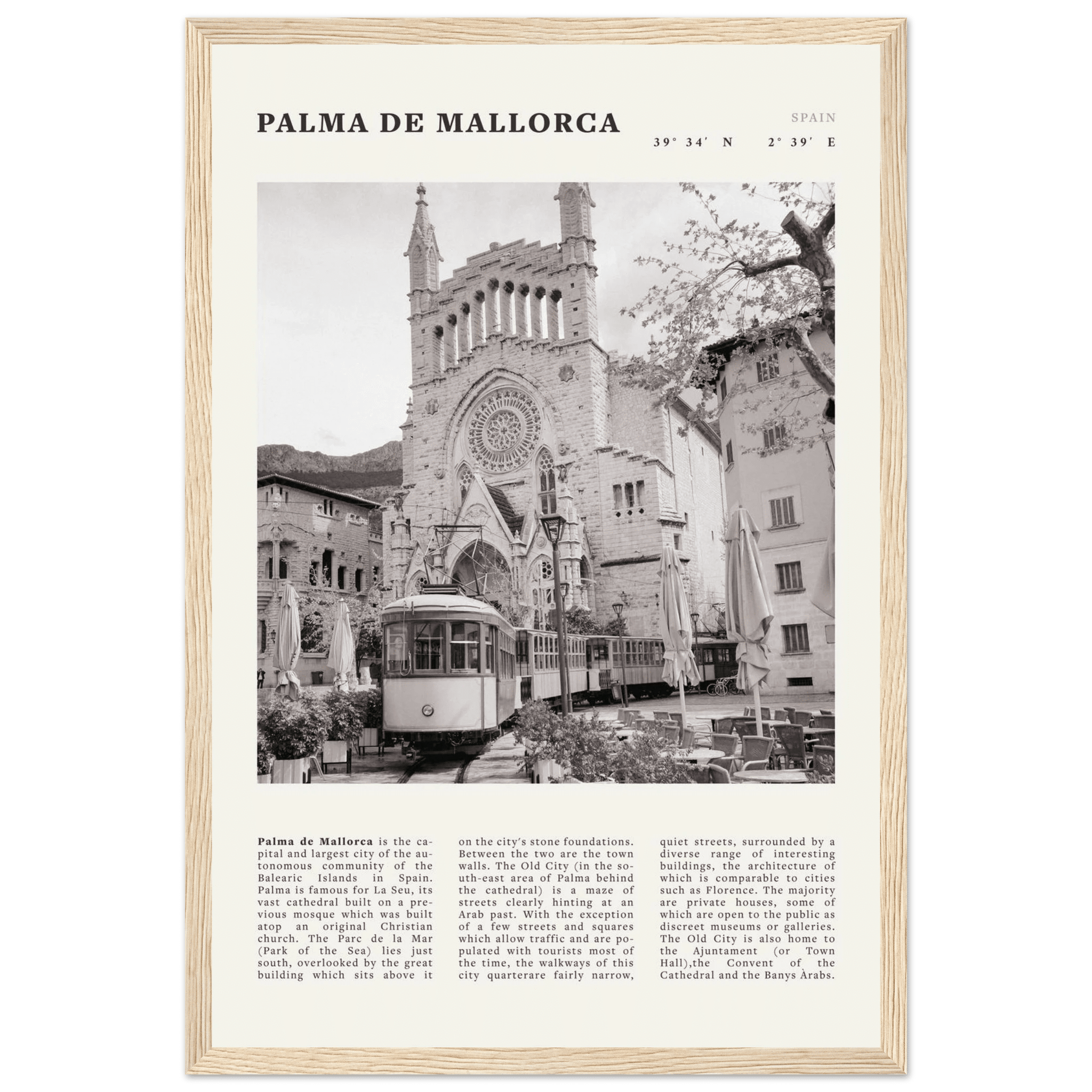 Palma de Mallorca Poster | Black & White Spain Wall Art | Travel Print | Mediterranean Decor - Evergreen Posters