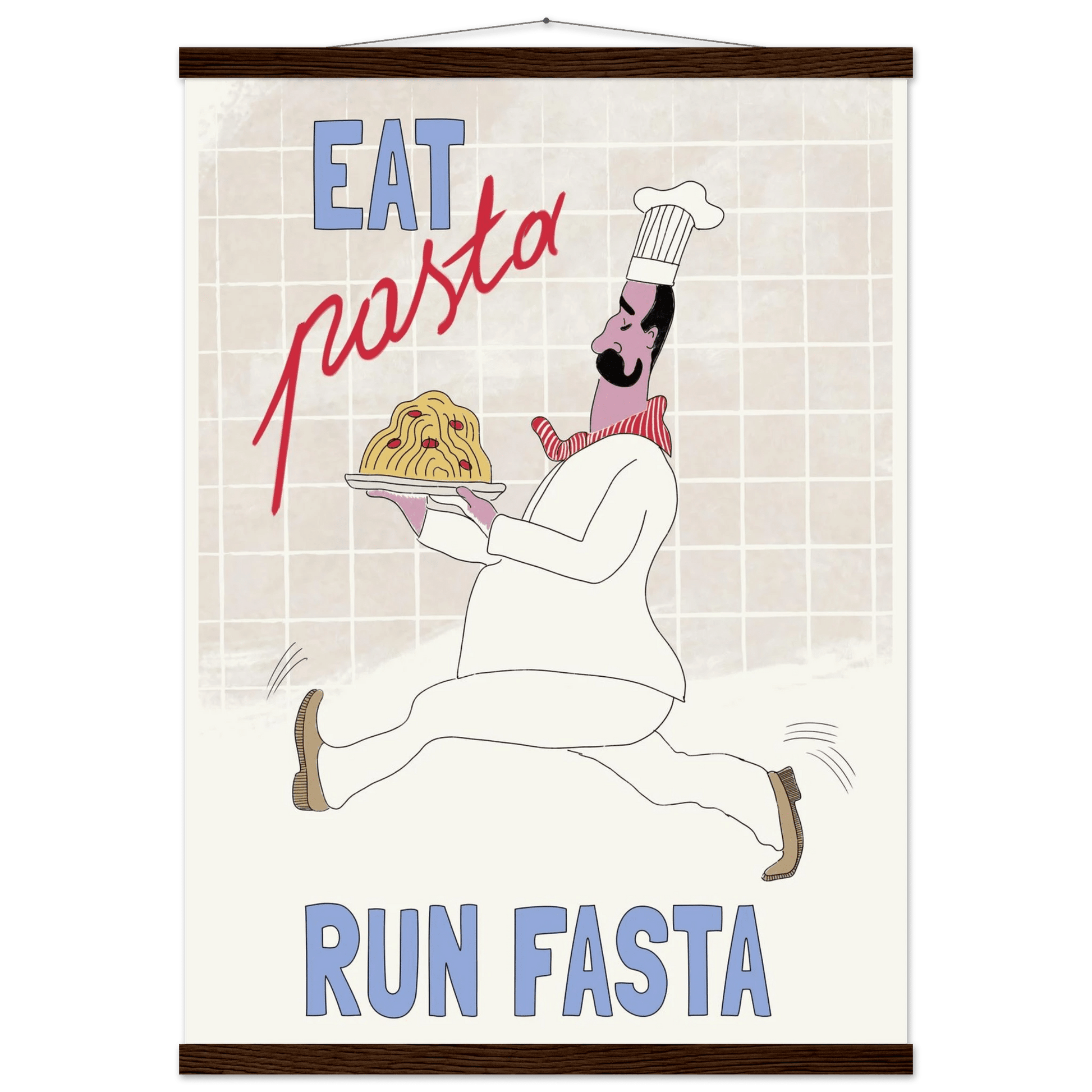 Eat Pasta Run Fasta Poster – Fun Kitchen Wall Art Print (Digital & Printed Options) - Evergreen Posters