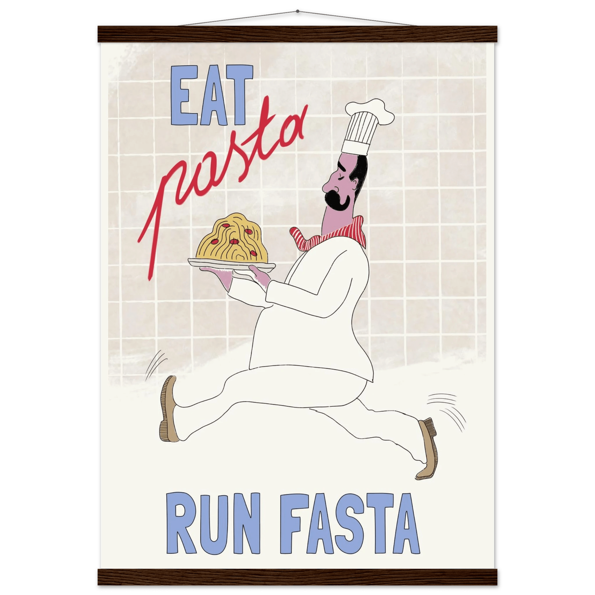 Eat Pasta Run Fasta Poster – Fun Kitchen Wall Art Print (Digital & Printed Options) - Evergreen Posters