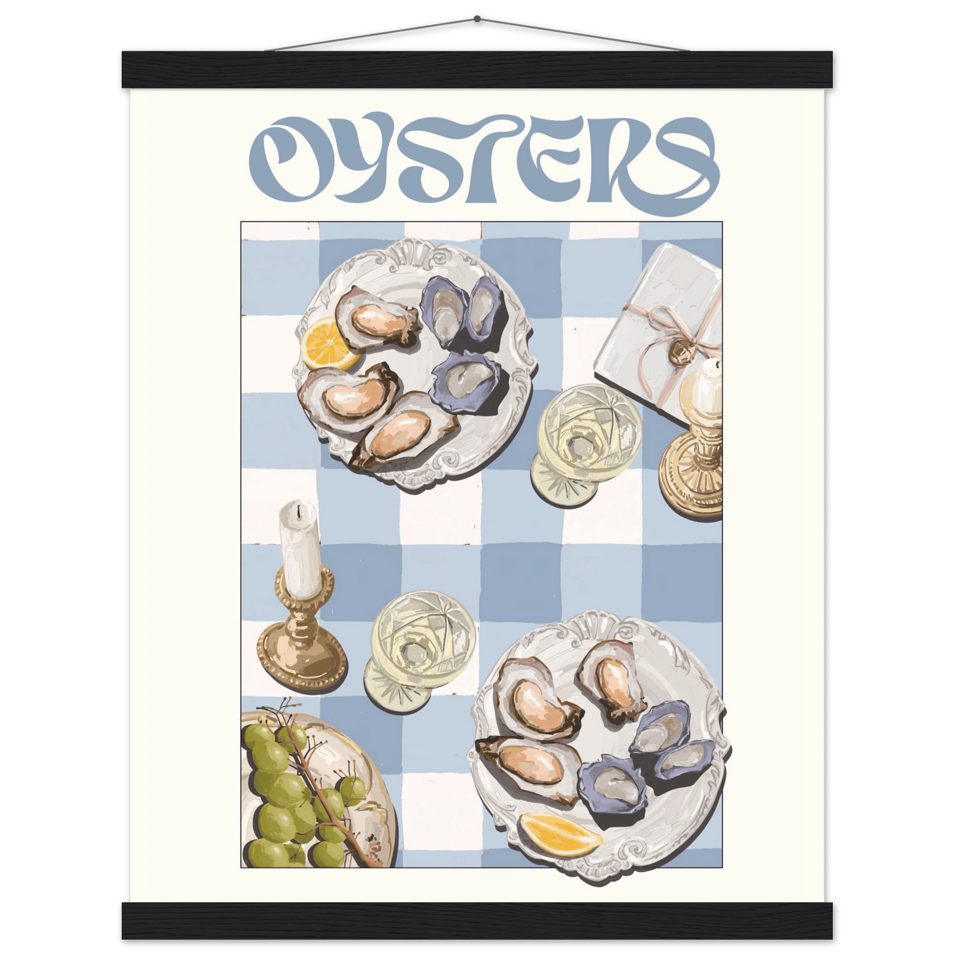 Oysters Poster – Playful Seafood Kitchen Wall Art Print (Digital & Printed Options) - Evergreen Posters