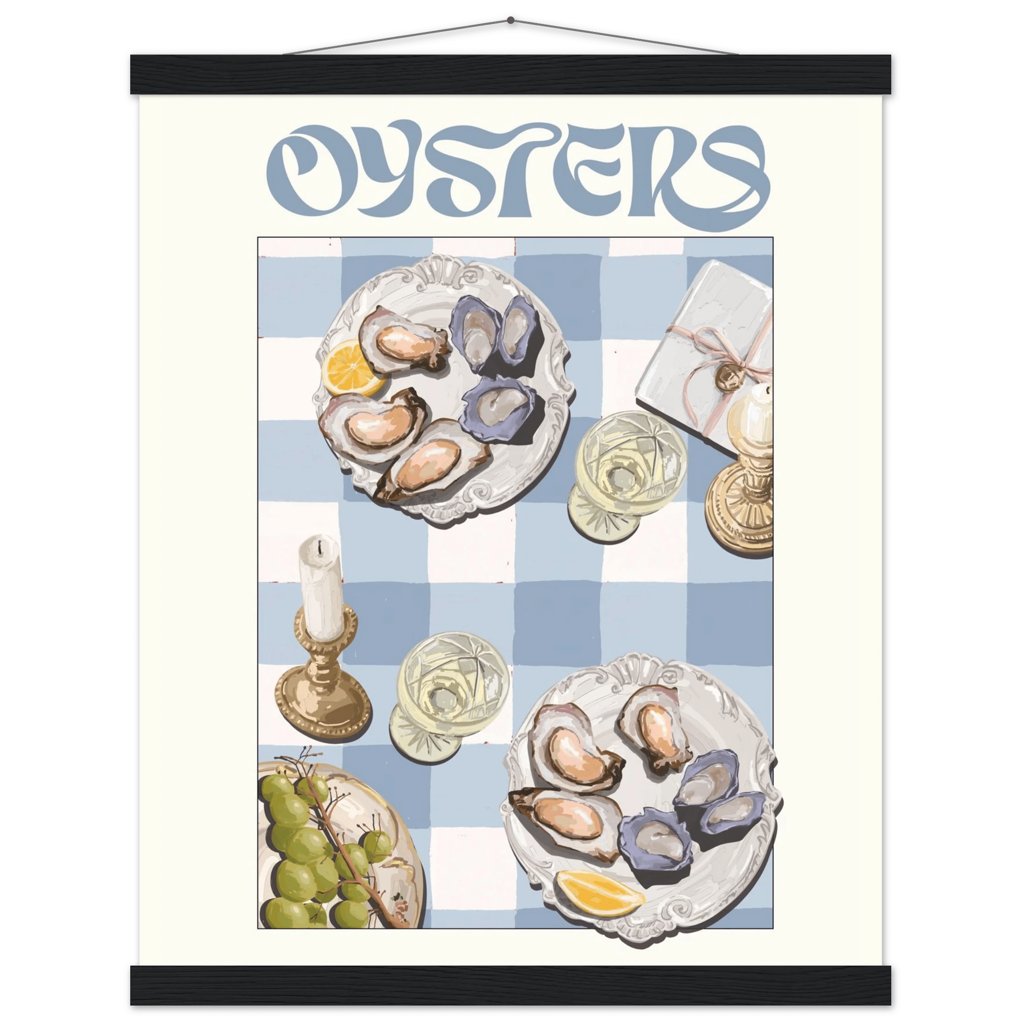 Oysters Poster – Playful Seafood Kitchen Wall Art Print (Digital & Printed Options) - Evergreen Posters