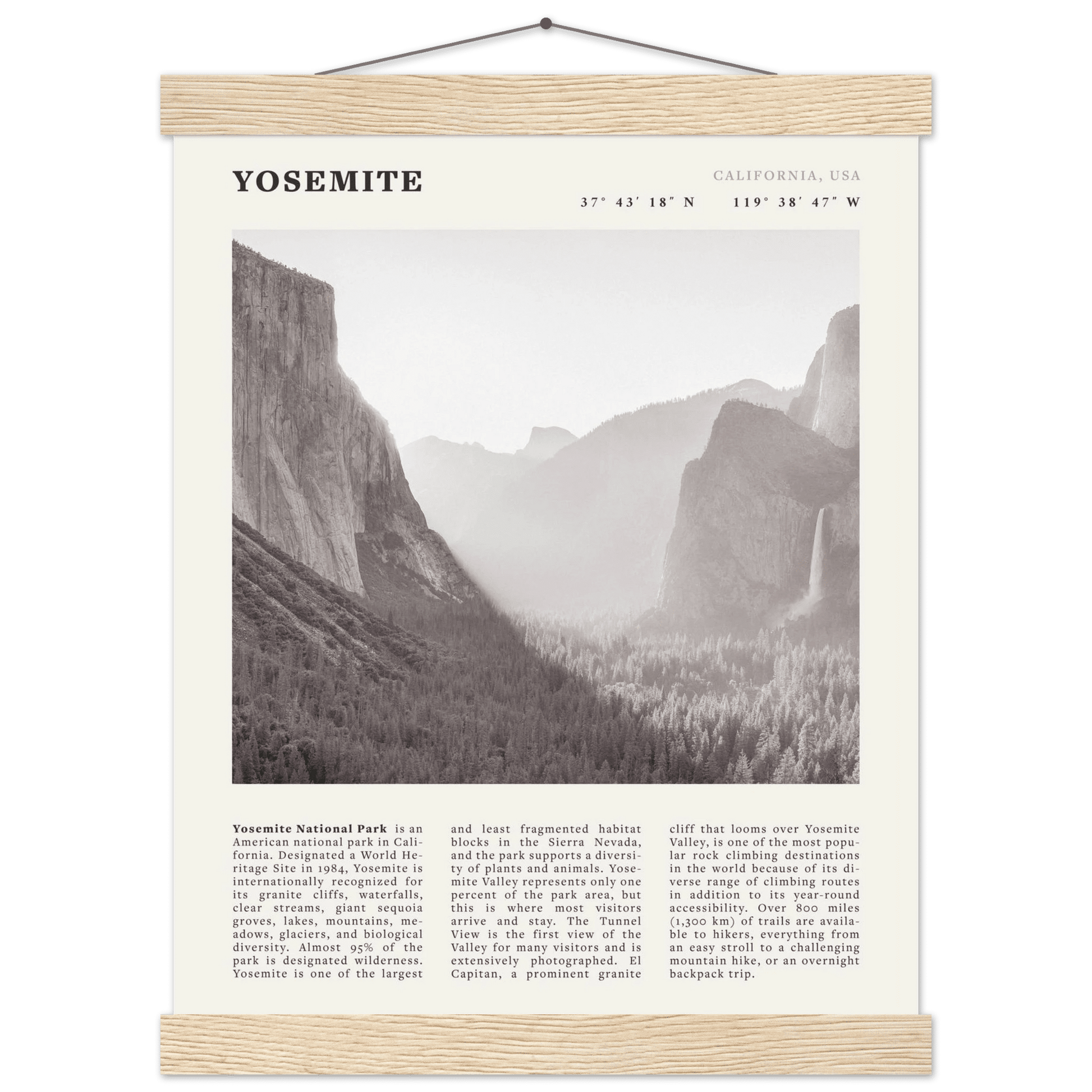 Yosemite Poster | Black & White National Park Wall Art | California Nature Print - Evergreen Posters